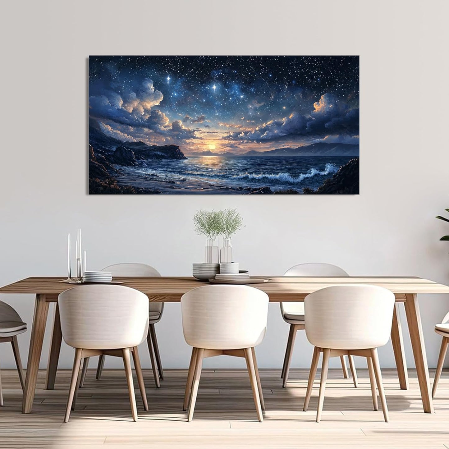 Canvas Wall Art Decor Large Wall Art Pictures for Living Room Canvas Art Wall Decor Landscape Coastal Wall Art Prints Green Artwork for Walls Beachside Art Work for Home Office Wall Decor 24" x 48"