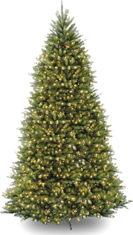 National Tree Company Pre-Lit Artificial Full Christmas Tree, Green, Dunhill Fir, Dual Color LED Lights, Includes PowerConnect and Stand, 12 Feet
