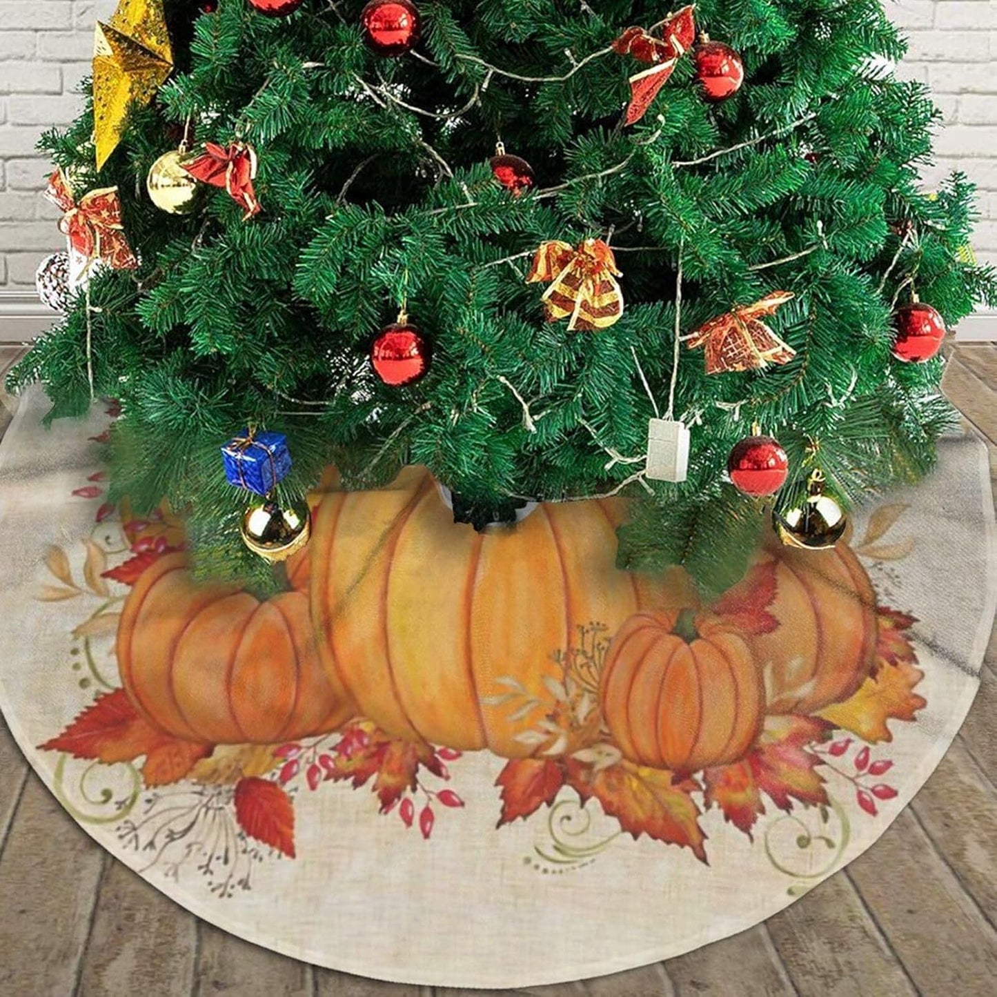 Christmas Tree Skirt,Fall Blessings Xmas Tree Skirt Rustic Farmhouse Tree Skirt for Christmas Decor Xmas Holiday Home Party Decorations36