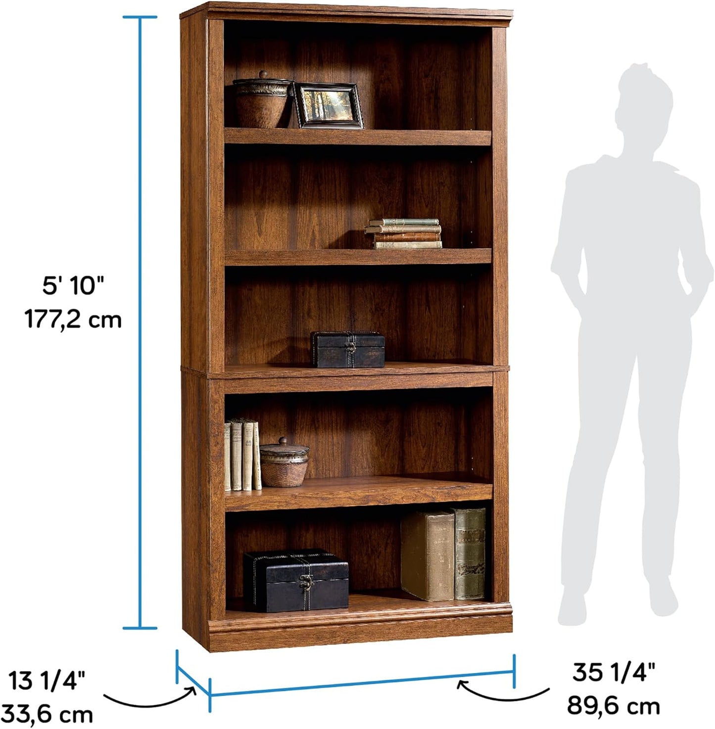 Sauder Miscellaneous Storage 5-Shelf Bookcase/ Book shelf, Washington Cherry finish