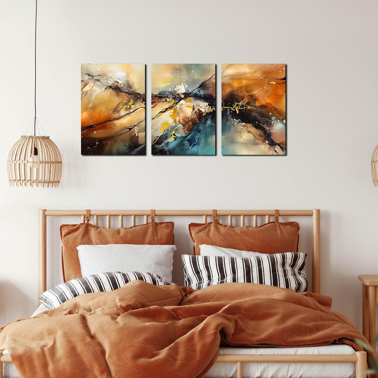 Abstract Wall Canvas Art for Living Room - Modern Art Work for Office Walls - 3 Piece Pictures Wall Art Size 16" x 24"