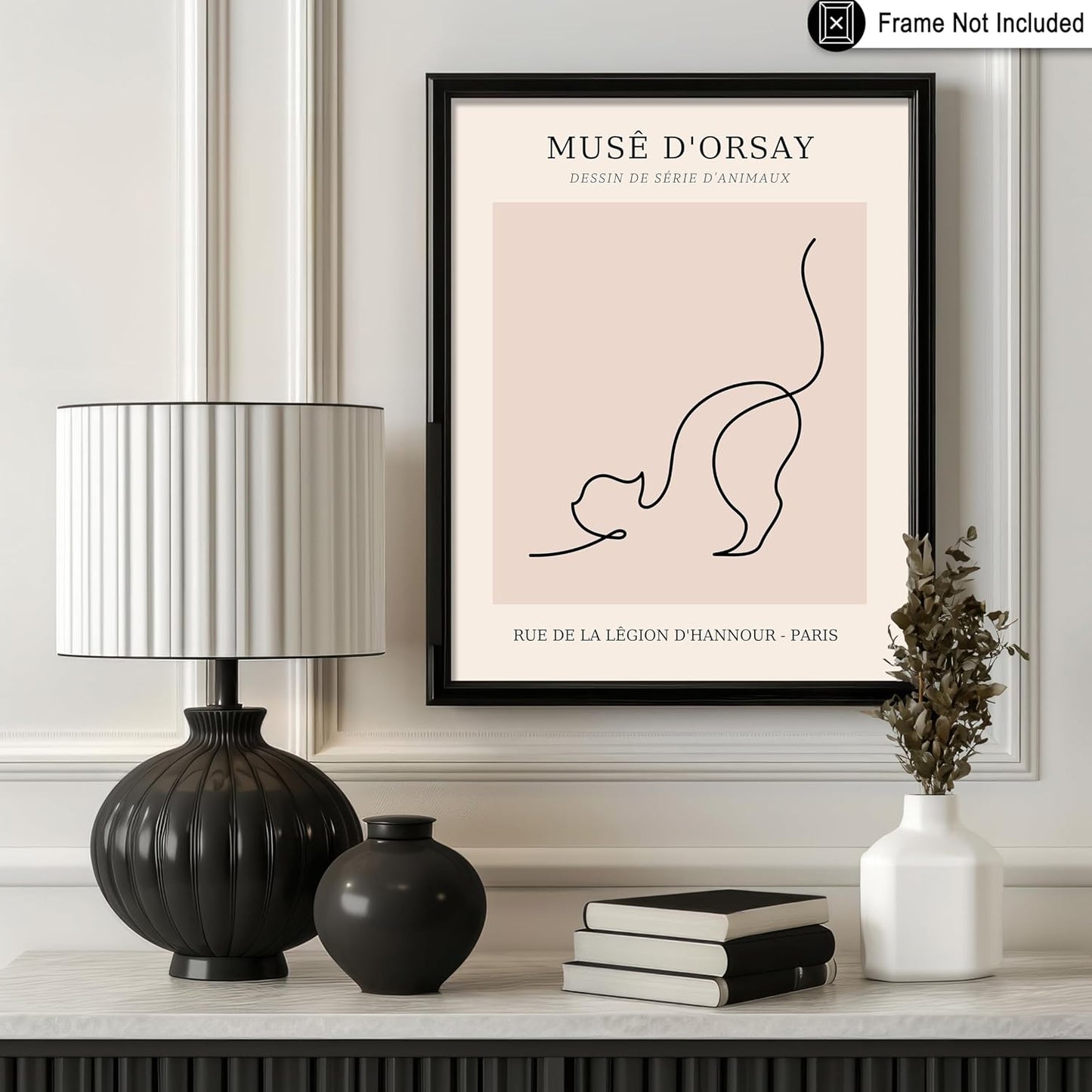 Poster Master Vintage Poster - Retro One Line Cat Drawing Print - Cat Art - Minimal Gift for Men, Women, Animal Lover - Abstract Wall Decor for Home, Office, Bedroom - 16x20 UNFRAMED Wall Art