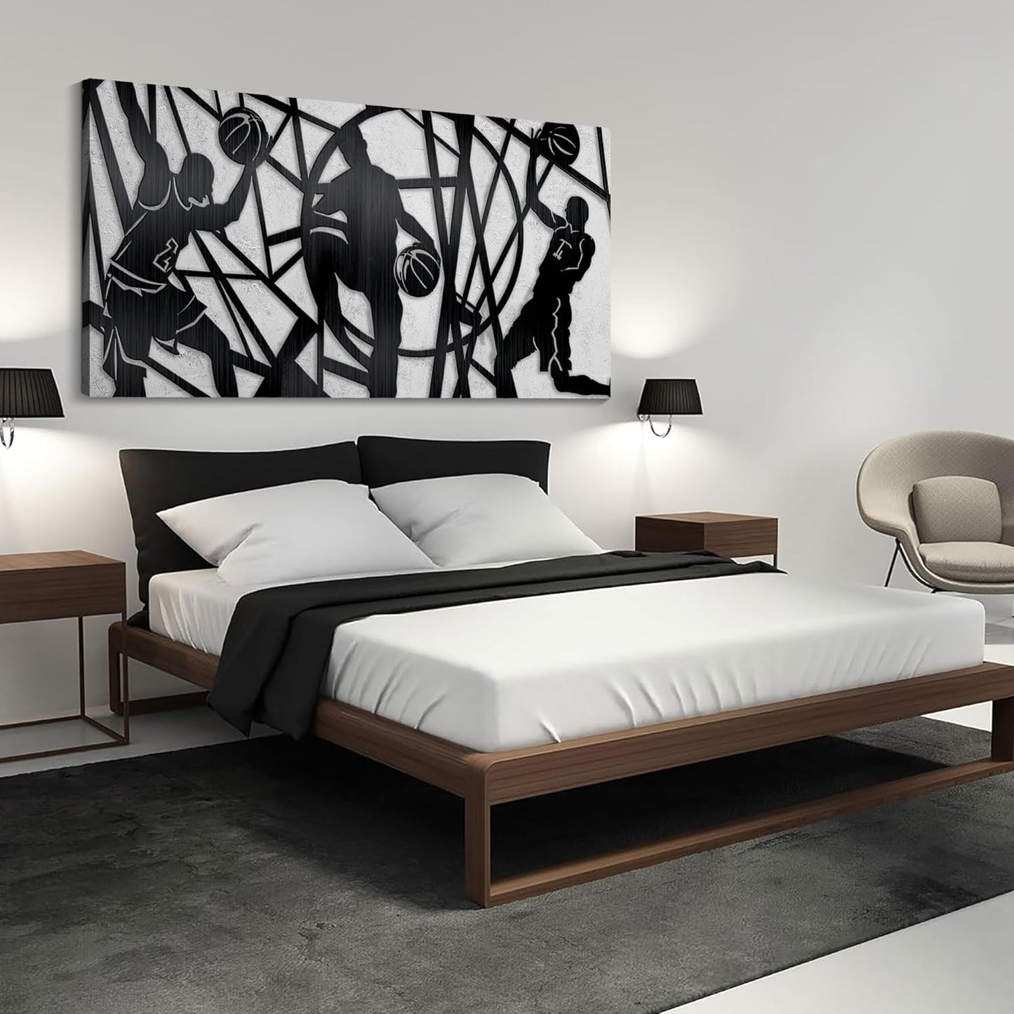 Large Canvas Wall Art, Basketball Sports Motivational Artwork Pictures Cool Teen Boy Poster Prints Man Wall Paintings for Home Office Gym Decor Framed Ready to Hang 24x48 IN