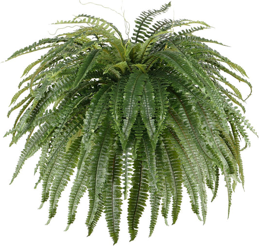 Single Silky 50" Artificial Fern Plant, Large Fake Fern with 100Fronds, Realistic Faux Boston Fern Bush for Outdoors & Indoor, Silk Greenery for Planter, Garden, Office, Home Décor