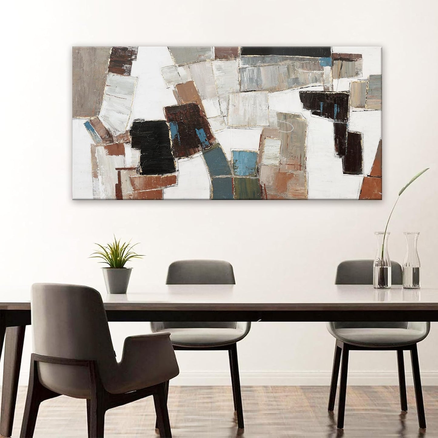 Dimpaga Abstract Wall Art Pictures for Living Room Wall Decor Modern Wall Art Decor Minimalist Geometric Line Artwork for Walls Textured Wall Art Prints Bedroom Office Wall Decor 24"X48"