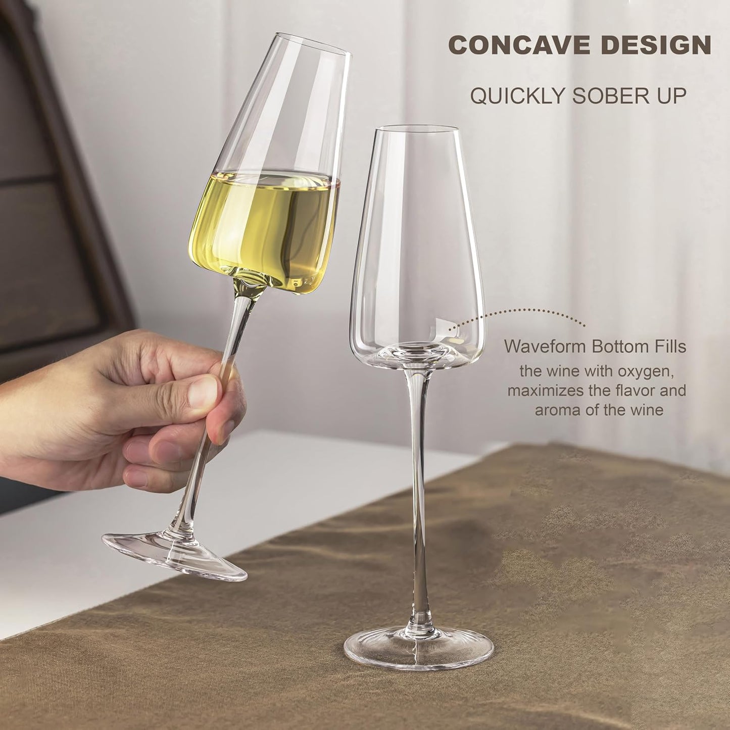 Champagne Flutes Glass Set of 4,Crystal Champagne Glasses 9OZ/ 270ML, Hand Blown Mimosa Glasses, Unique Champagne Gift for Wedding, Engagement Gift