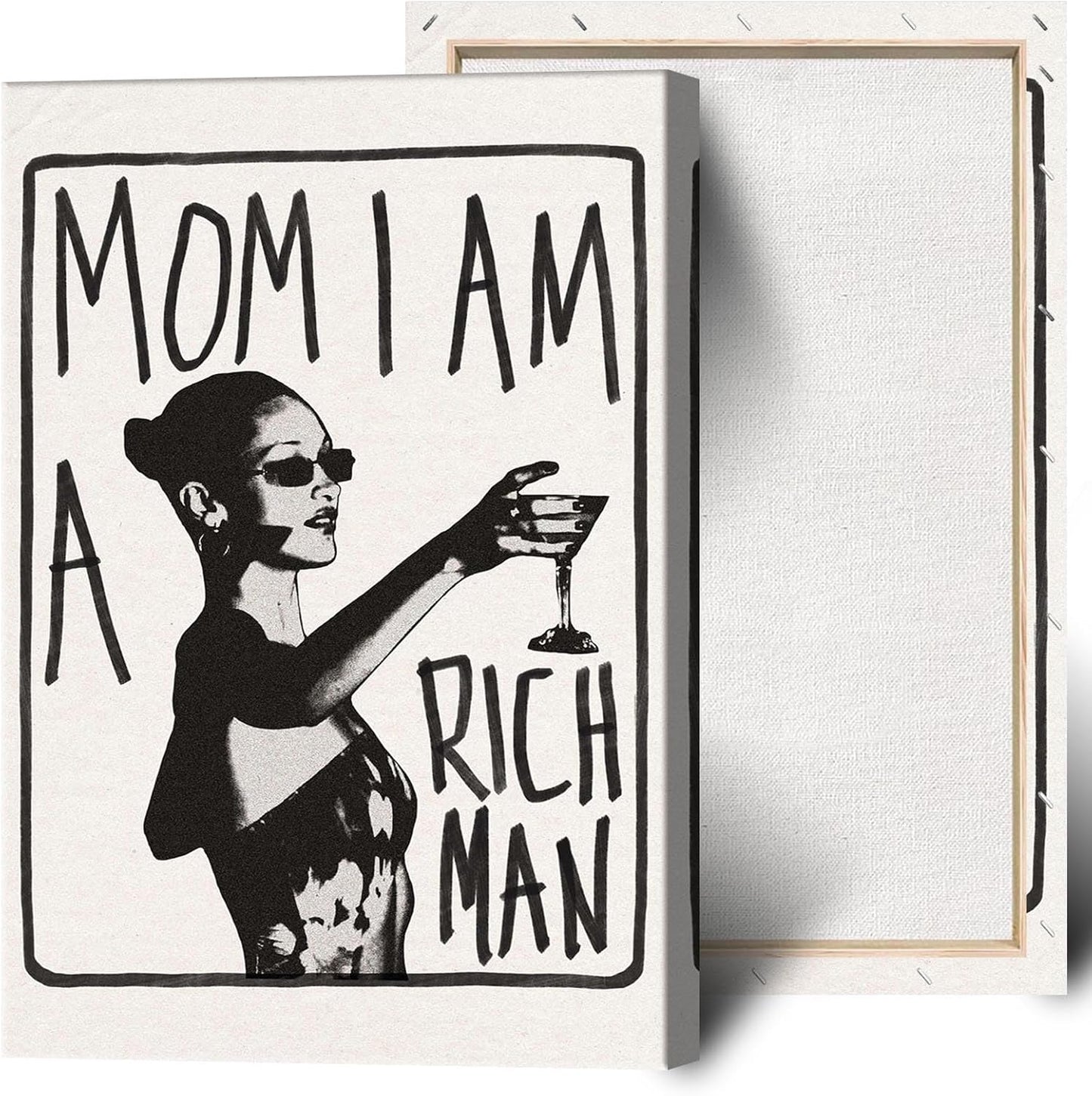 Mom I Am A Rich Man Aesthetic Retro Music Goblet Poster Feminist canvas Wall Art Vintage Bar Cart Wall Decor Preppy Dorm Decor Unique Wall Art prints painting 24x36in Framed