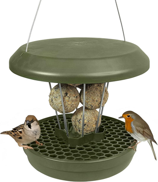 SWISSINNO No Mess Bird Feeder Lucerne Smart Birds for Fat Balls - Feed Birds, not mice & Rats! Robust & Reliable for Hanging - Green