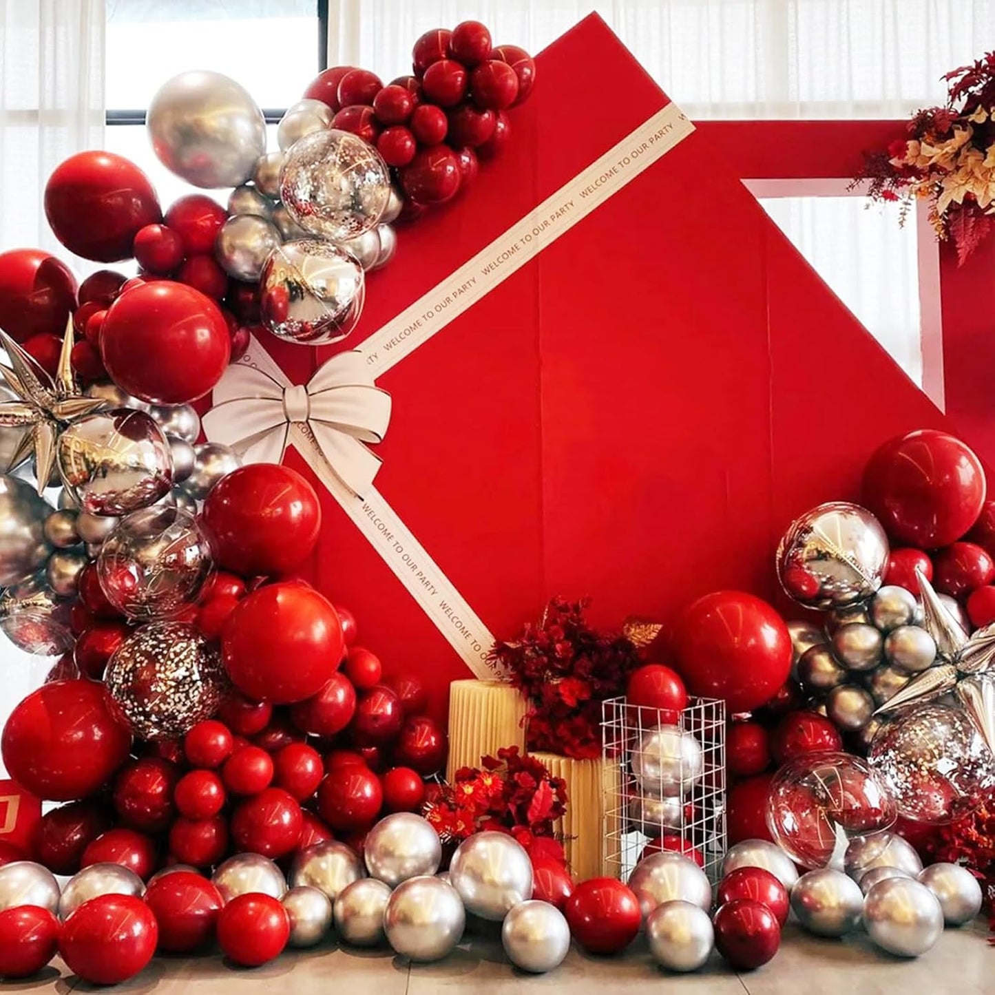 130pcs Ruby Red Balloons Different Sizes 18" 12" 10" 5" Dark Red Latex Balloon Garland Arch Kit for Birthday Baby Shower Graduation Wedding Valentine's Day Christmas Party Decorations