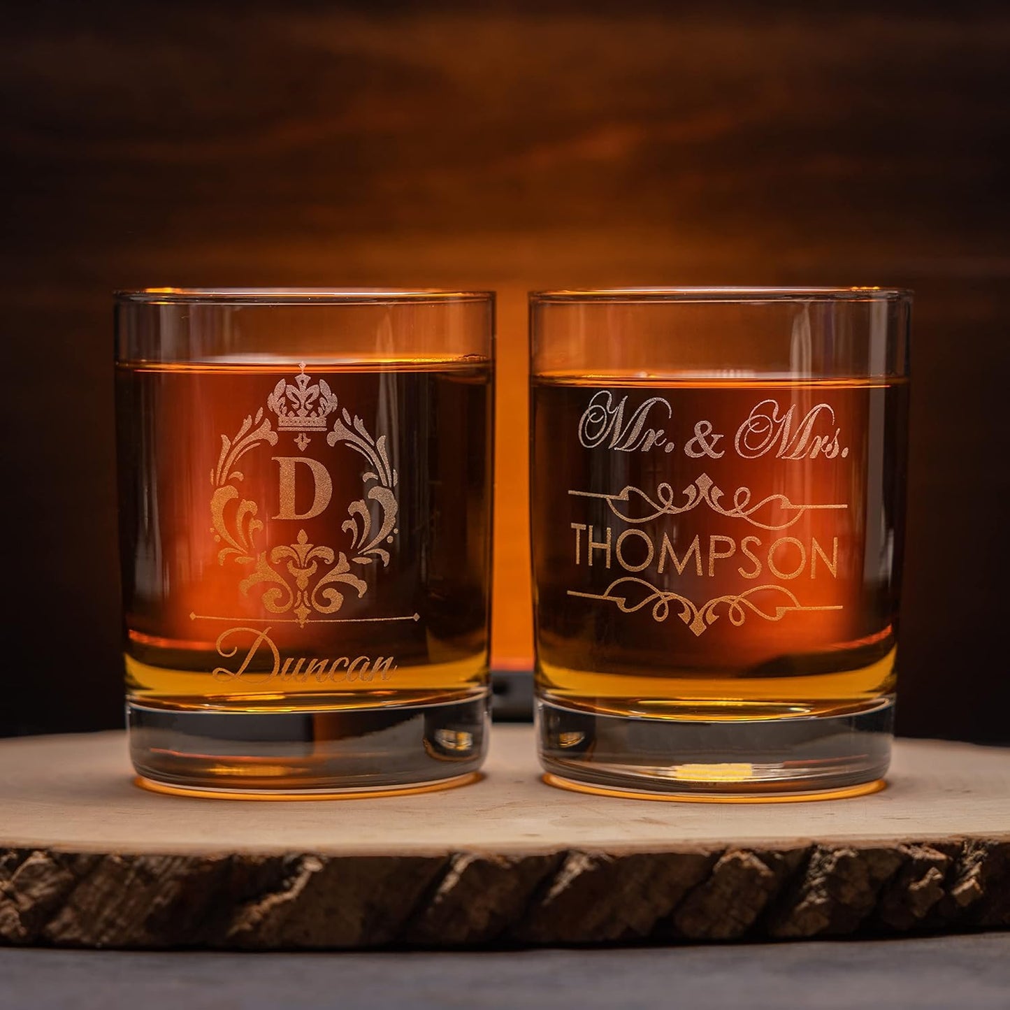 Gifts Inscribed Personalized Whiskey Decanter Set - Engraved Whiskey Decanter Bottle & Set of 2 Custom Drinking Glasses Laser Etched - Customized Whisky Gift for Wedding, Birthday, Fathers Day