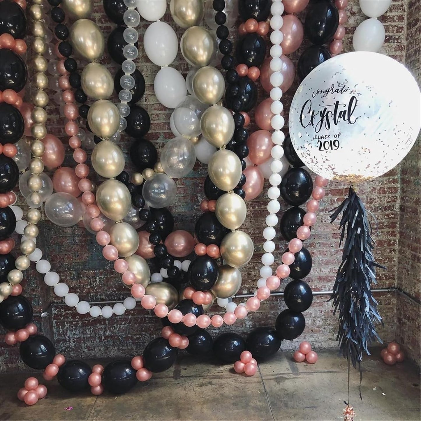 Black and White Quick Link Balloons, 100PCS Latex Linking Balloons for Making Balloon Wall Balloon Arch Balloon Chains and Wedding Birthday Baby Shower Engagement Graduation Party Decorations (10inch)