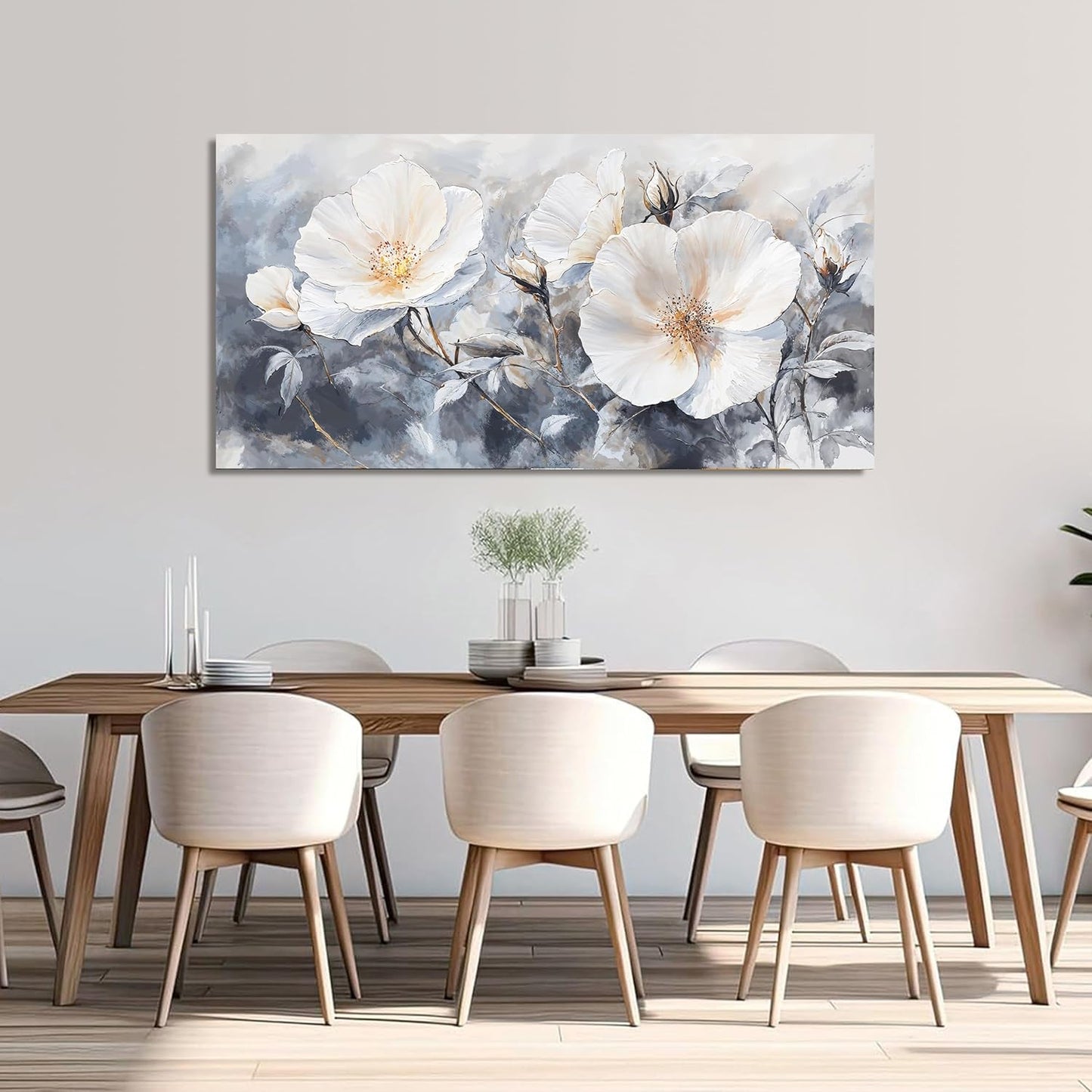 Canvas Wall Art Decor Large Black and White Wall Art Decorations Vintage Flower Wall Art Prints Wall Art Pictures for Living Room Canvas Art Wall Decor Artwork for Walls Home Office Decor 24" X 48"