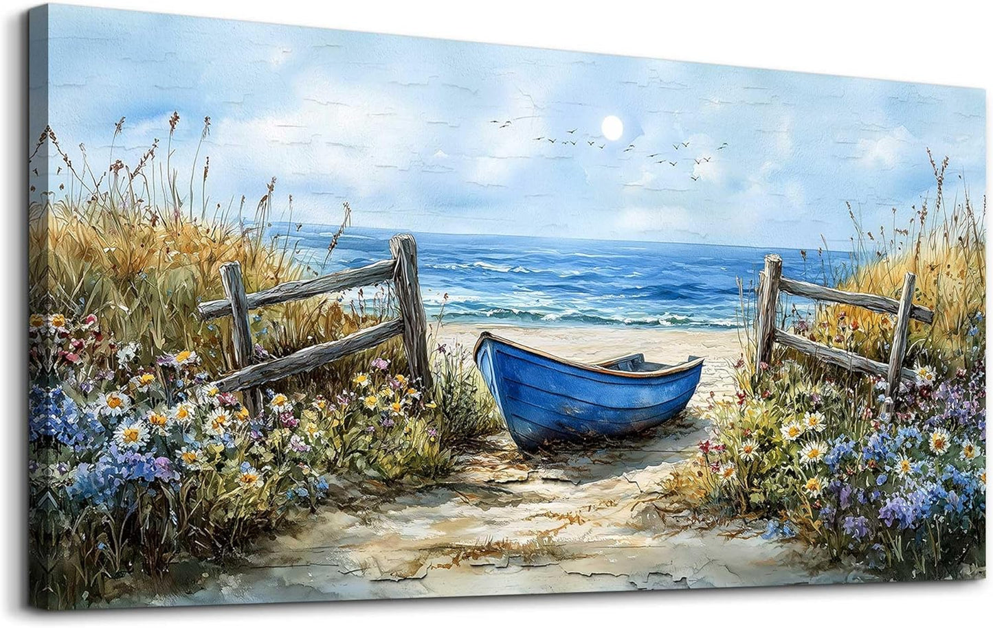 ZUITINGHUA Canvas Wall Art For Living Room Wall Decor For Bedroom Office Wall Decoration Seaside Landscape Painting Boat Pictures Artwork Room Aesthetic Home Decor 20x40 In