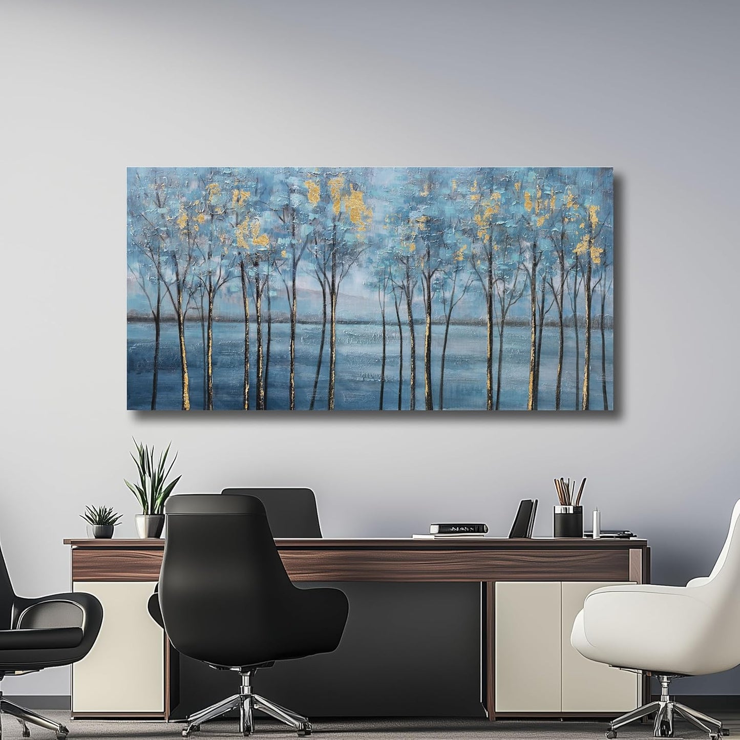 Belmrxne Tree Canvas Wall Art Modern Blue Artwork Hanging Aesthetic Canvas Painting Pop Art Wall Decor for Living Room Bedroom Dining Room Office Home Decor 24x48inch