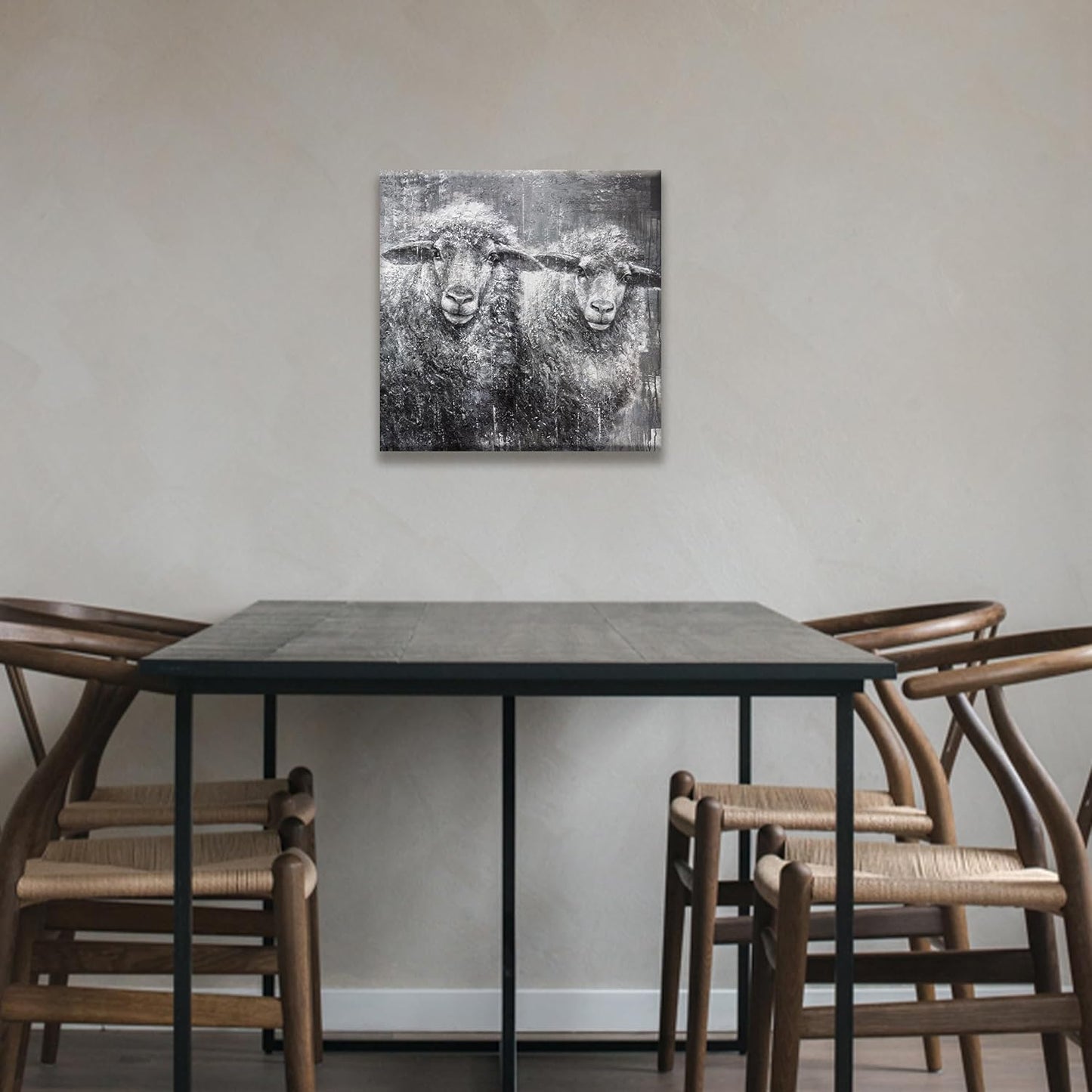 TAIJXAGSG Animal Cancas Wall Art Decor Farmhouse Sheep Picture Paintings Decor Vintage Rustic Painting Cute Sheep Artwork For Kitchen Living Room 13'' X 13'' wall hanging decor