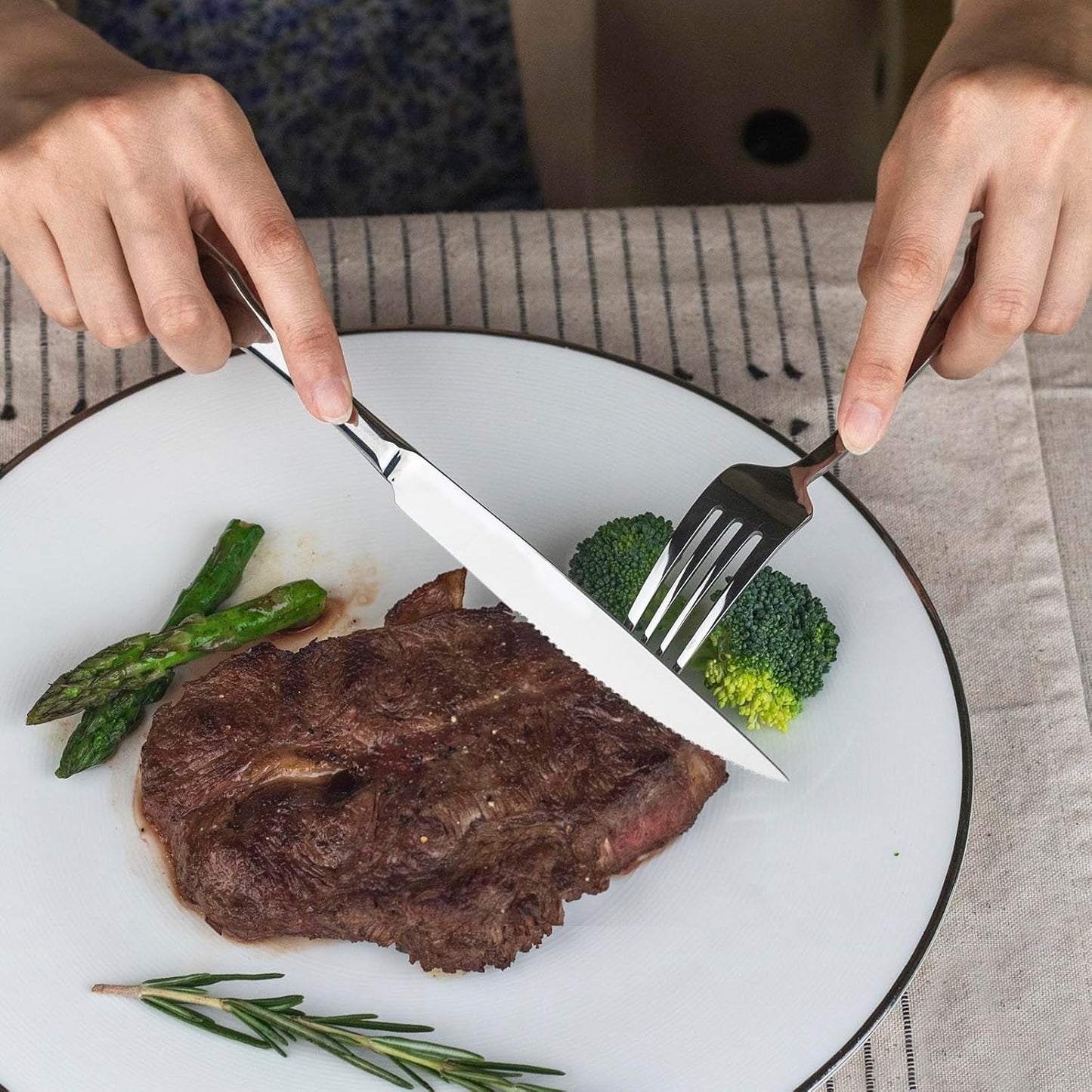 Alata Kate 36-Piece Silverware Set with Steak Knife, Stainless Steel Flatware Set Service for 6, Mirror Polished Cutlery Set Dishwasher Safe