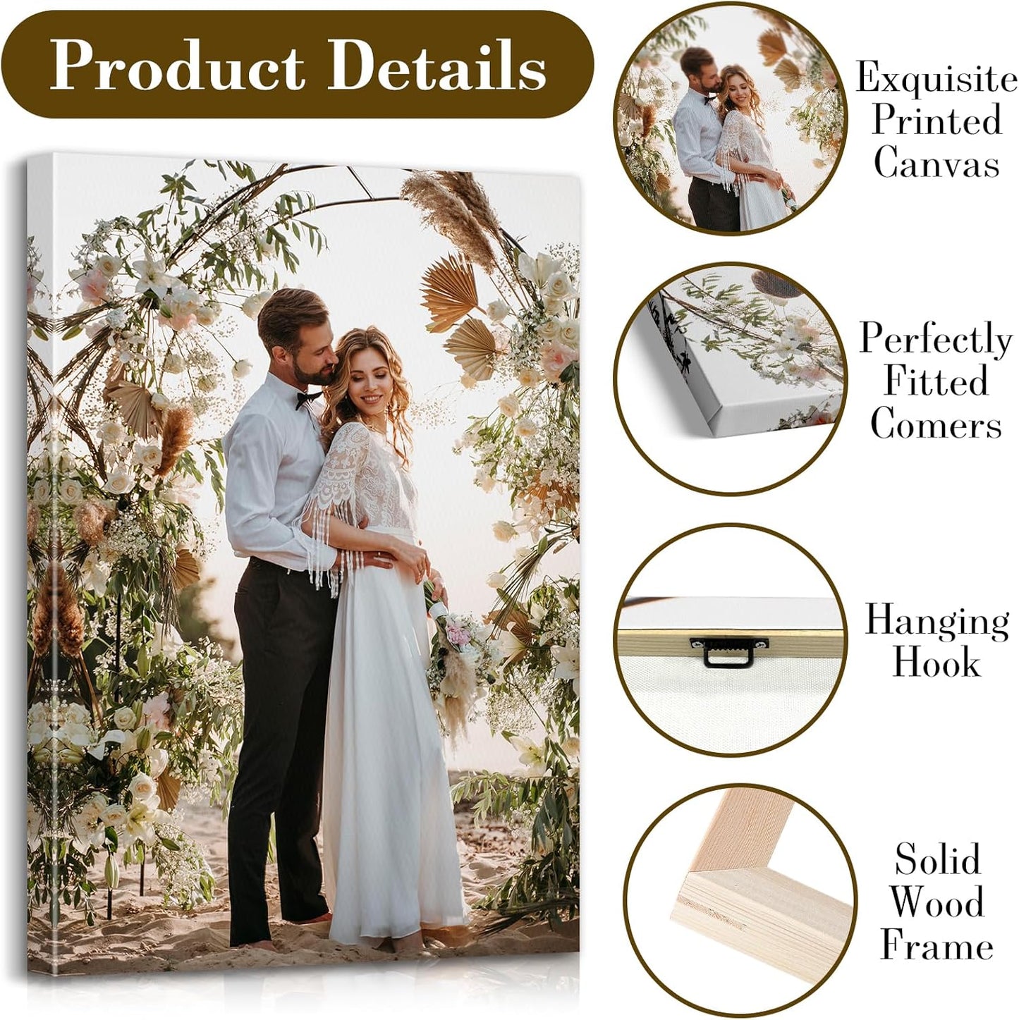 Custom Canvas Prints with Your Photos - Personalized Pictures Print, Customized Photo Gifts, Wall Art Poster Canvas Printing for Wedding, Family, Baby, Pets, Home Office Decor, Wrapped Frame 20x40