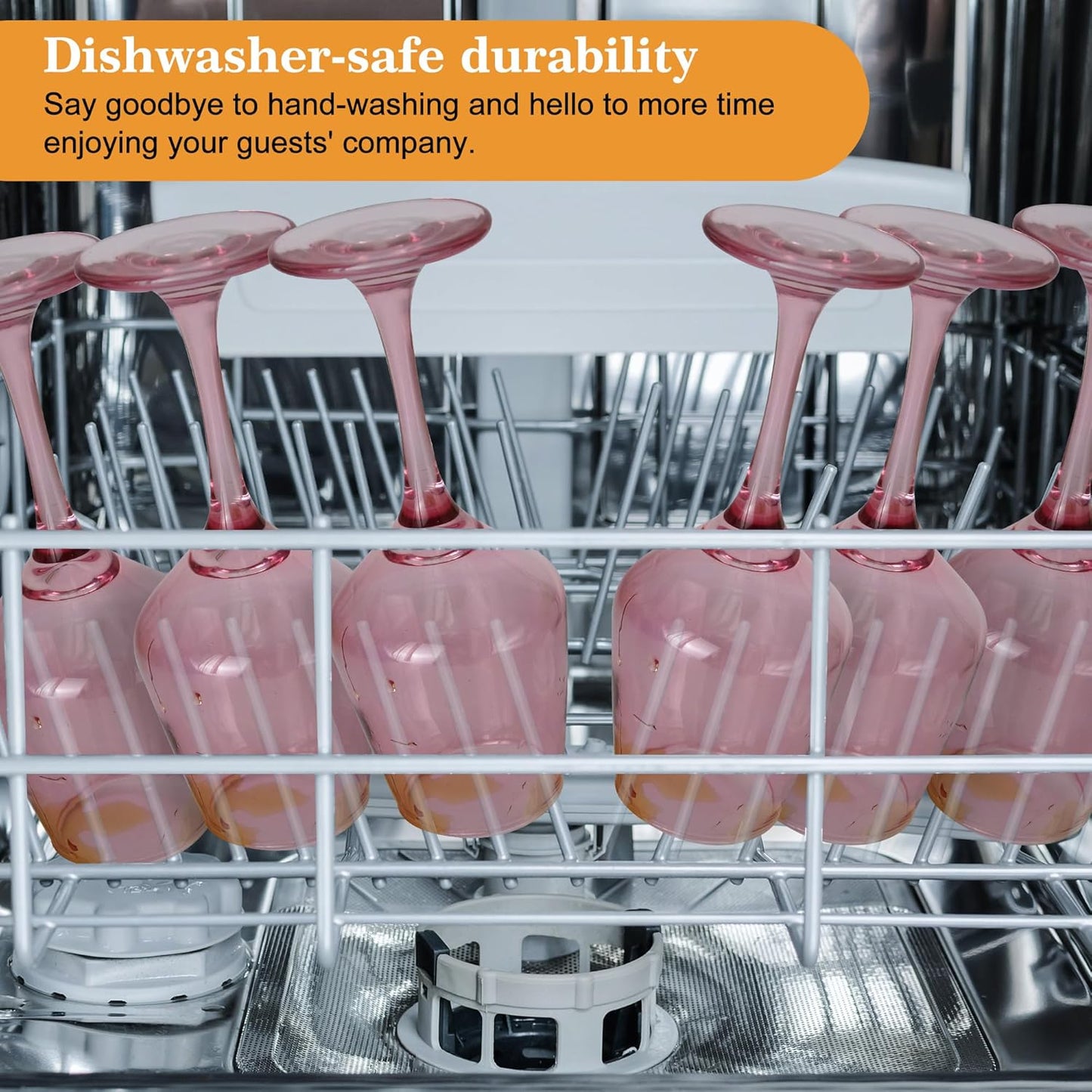 Pink Wine Glasses Set of 6-12oz Pink Long Stem Wine Glass Cups, Pink Pretty Crystal Glassware, Hand Blown Goblets Drinkware, Unique Drinking Stemware Holiday Gift Set for Women