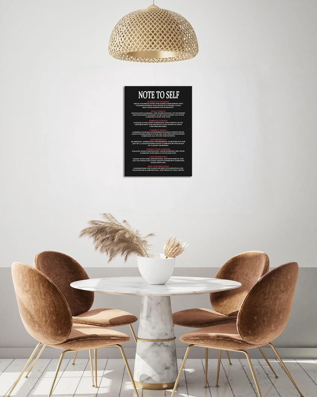 WYJDFART NOTE TO SELF Inspirational Canvas Poster Printed Modern Artwork for Office Living room Bedroom Home Motivational Wall Art Decor Framed Ready to Hang[18" W X 24" H]