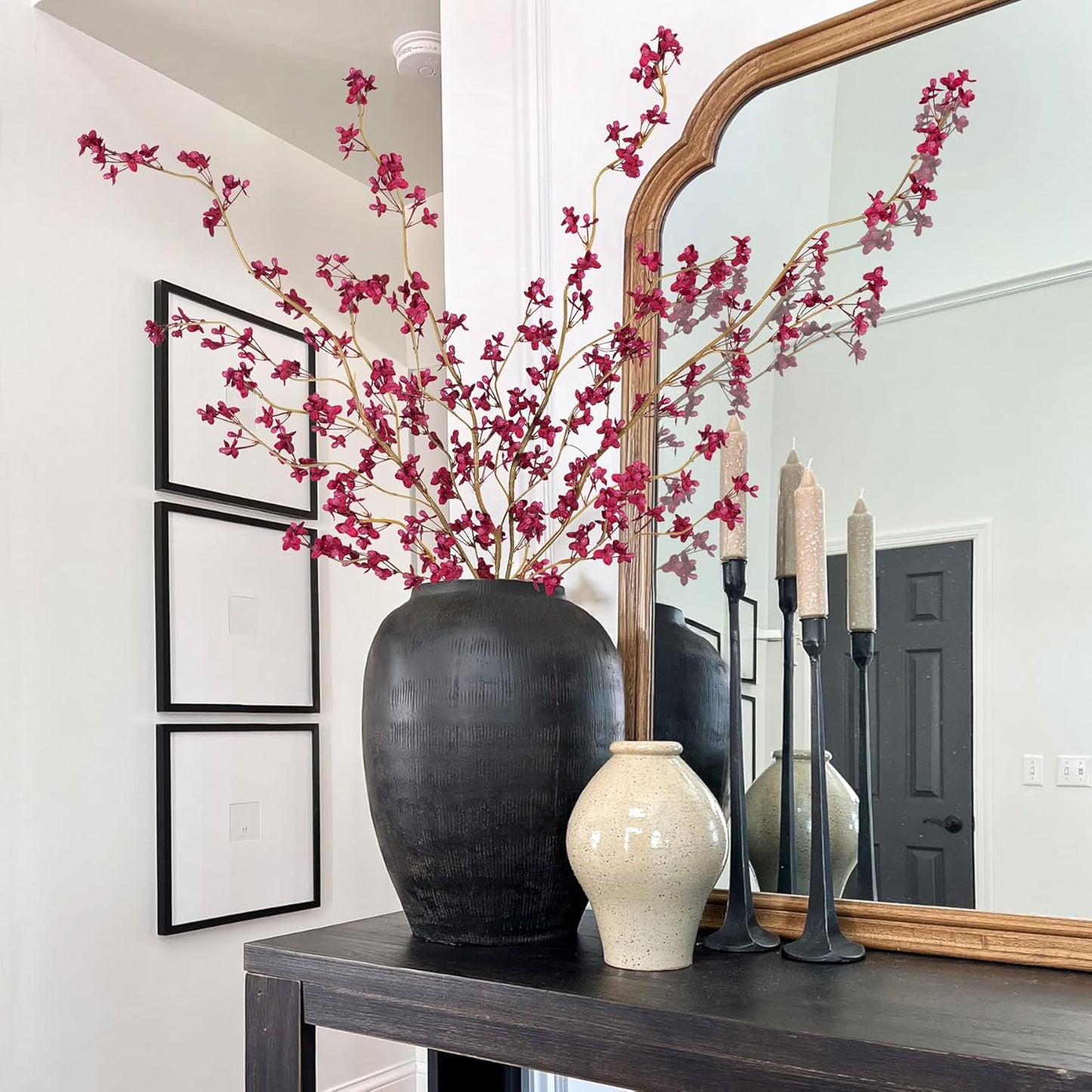 4Pcs Fake Flowers Blossom Branches Artificial Flowers for Indoor Decor, Faux Long Stem Realistic Indoor Plants for Vase Wedding Home Office Bedroom Party Table Centerpieces Decor