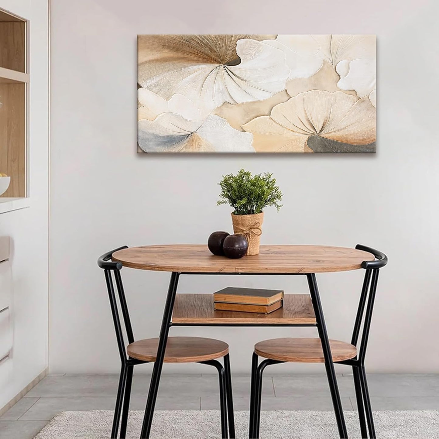 Suconvng Canvas Art Wall Decor Modern Minimalist Wall Decor Abstract Flower Paintings Brown White Flower Wall Art Prints Floral Art Pictures For Bedroom Kitchen Office Artwork 20"×40"