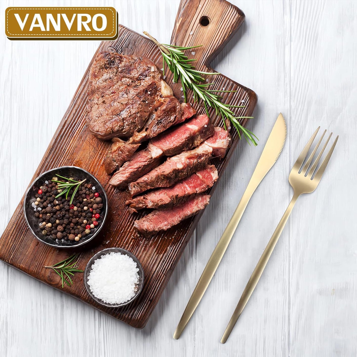 Matte Champagne Gold Silverware Set, 60-Piece Stainless Steel Flatware set, Service for 12, Tableware Cutlery Set, Satin Finish,Utensils for Kitchen, Dishwasher Safe