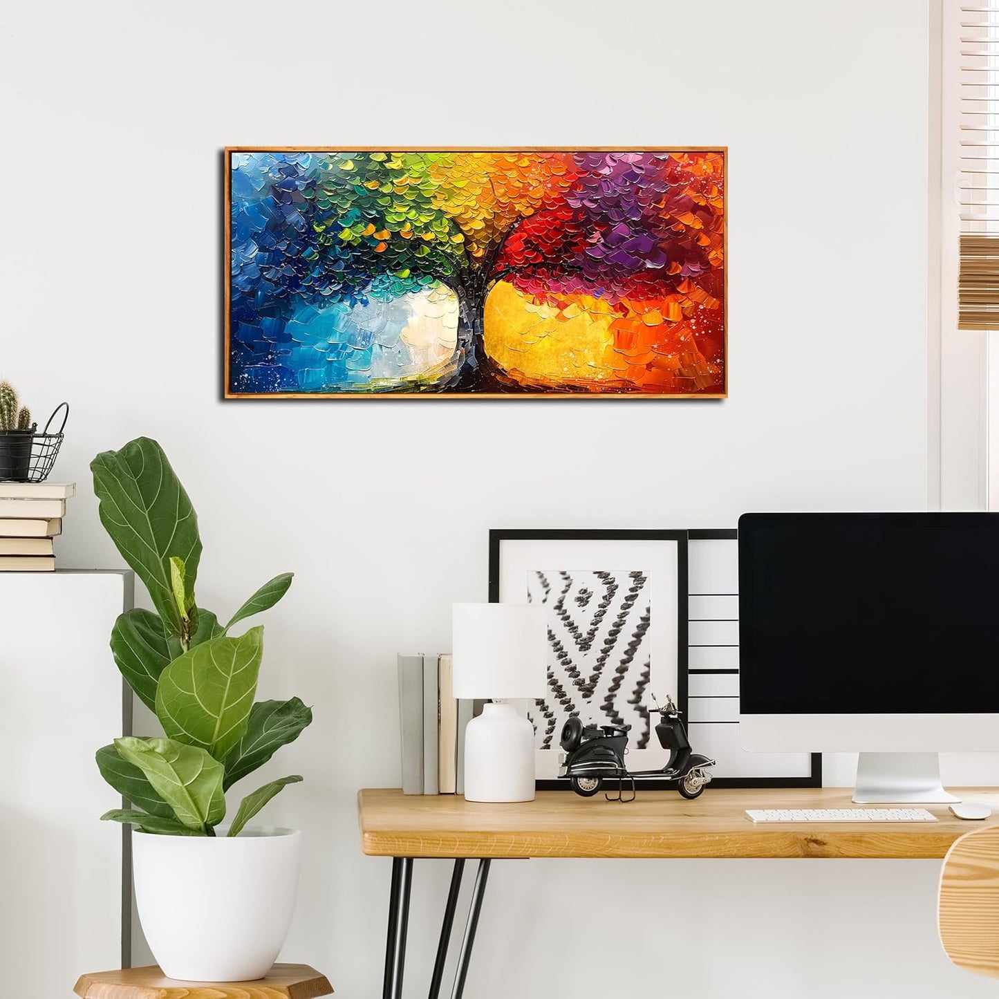 ZHAOSHOP Tree of Life Wall Art for Living Room - Colorful Wall Art for Bedroom - Modern Room Decor Teen Girls With Wooden Frames Size 20" x 40"