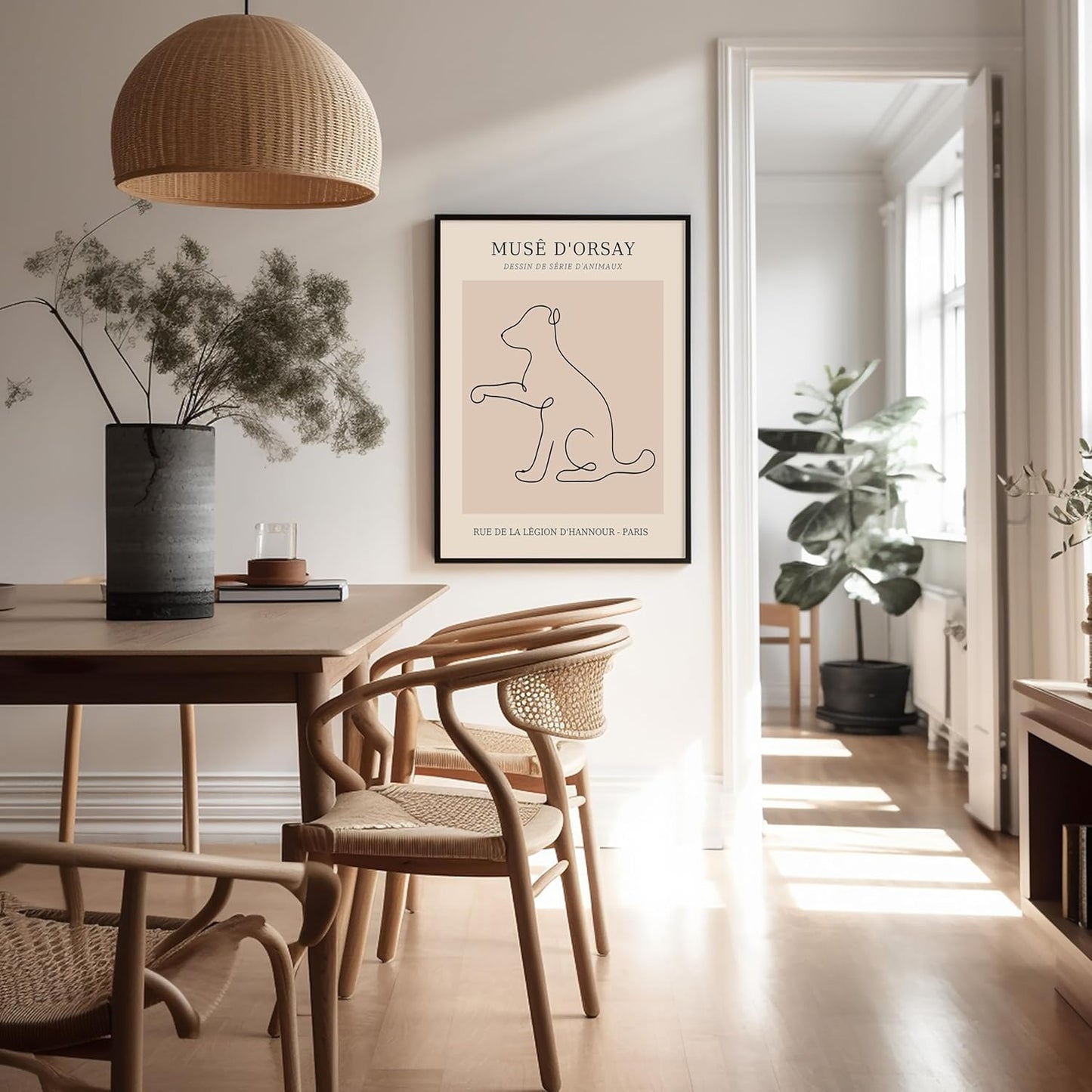 Poster Master Vintage Poster - Retro One Line Dog Drawing Print - Dog Art - Minimal Gift for Men, Women, Animal Lover - Abstract Wall Decor for Home, Office, Bedroom, 18x24 Unframed Wall Art