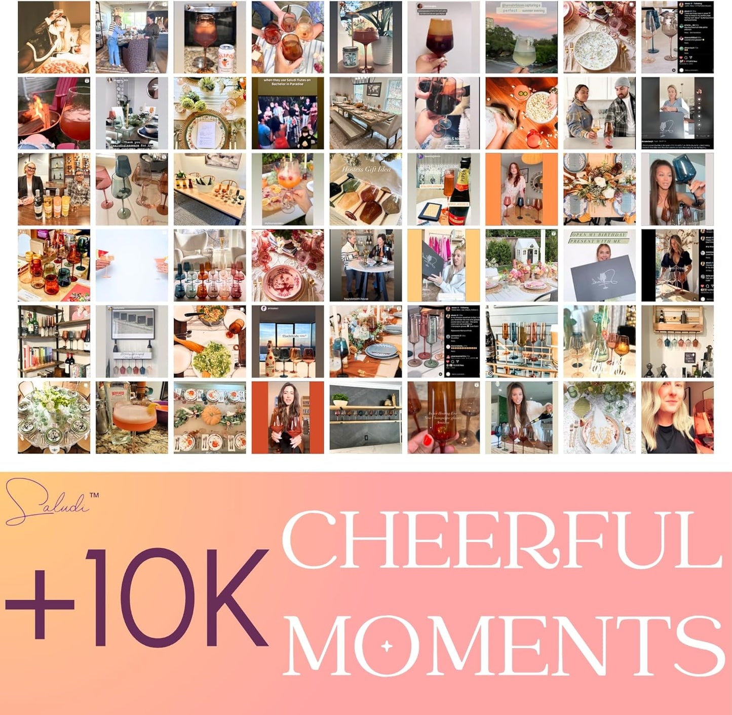 Saludi Original Midnight Blue Wine Glasses, 16.5oz (Set of 6) Stemmed Single Color Blue Glass - Great for All Wine Types and Occasions or Gifts - Luxury, Durable, Hand-Blown