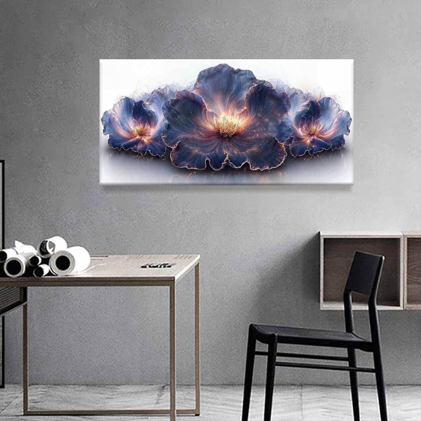 Flower Abstract Wall Art Canvas Art Wall Decor Prints Picture Landscape Purple Flowers Painting Floral Wall Art Print Bedroom Bathroom Office Home Decor 20" X 40"Ready To Hang