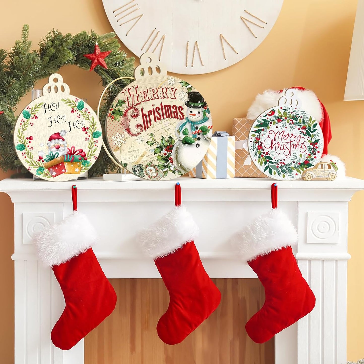 Hollow Wooden Ball Ornaments for Paint Christmas Decorations Cutouts Unfinished 6Pack, Wood Bell for Crafts DIY Blank Cutouts Ornament Winter New Year Decorations 3 Size