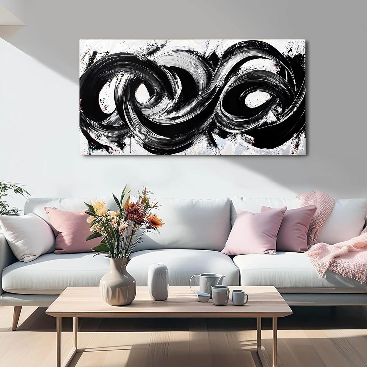 Canvas Wall Art Decor Wall Art Pictures for Living Room Artwork for Walls Abstract Black and White Wall Art Prints Abstract Canvas Art Wall Decorations Bedroom Home Aesthetic Wall Art Decor 20" X 40"