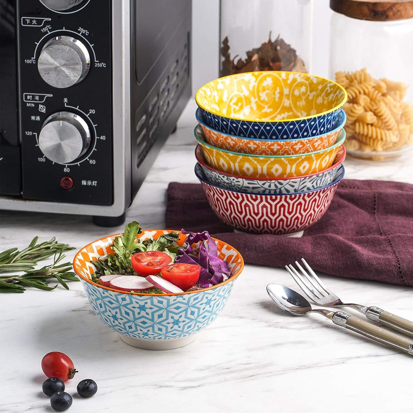 Selamica Porcelain Ice Cream Bowls Set of 6, Small Bowls, Ceramic bowls for Dessert, Ice Cream, Variety of Colors