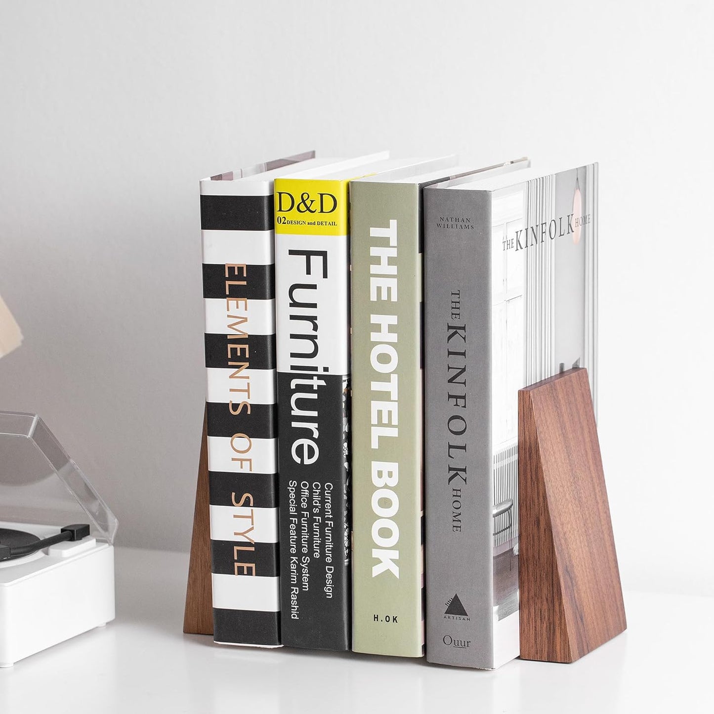 Muso Wood Thickened Wooden Bookends for Heavy Books, Creative Decorative Non-Skid Handmade Walnut Wood Ends for Shelves