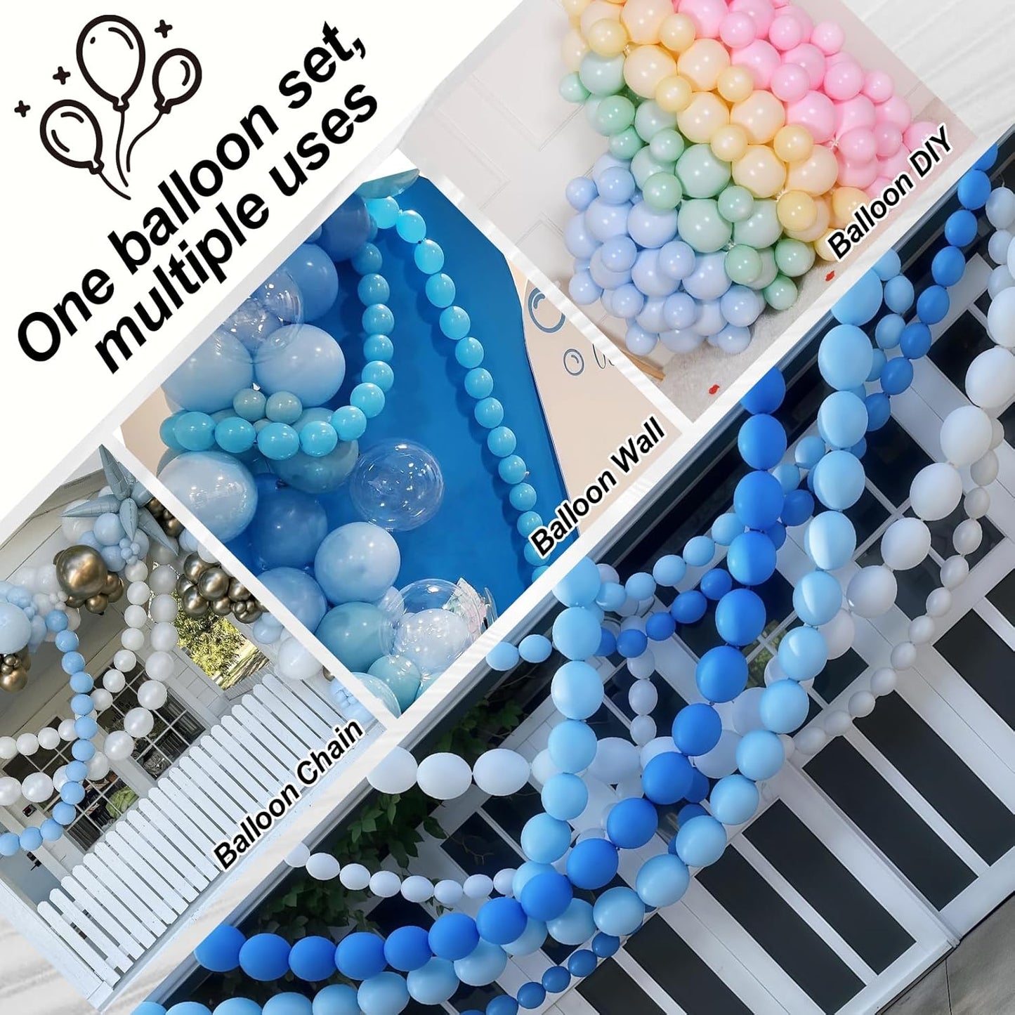 Light Blue Linking Balloons, 60PCS 6 Inch Small Baby Blue Quick Link Balloons for Making Balloon Wall Heart Arch, Tails Balloon for Wedding Birthday Baby Shower Engagement Graduation Party Decorations