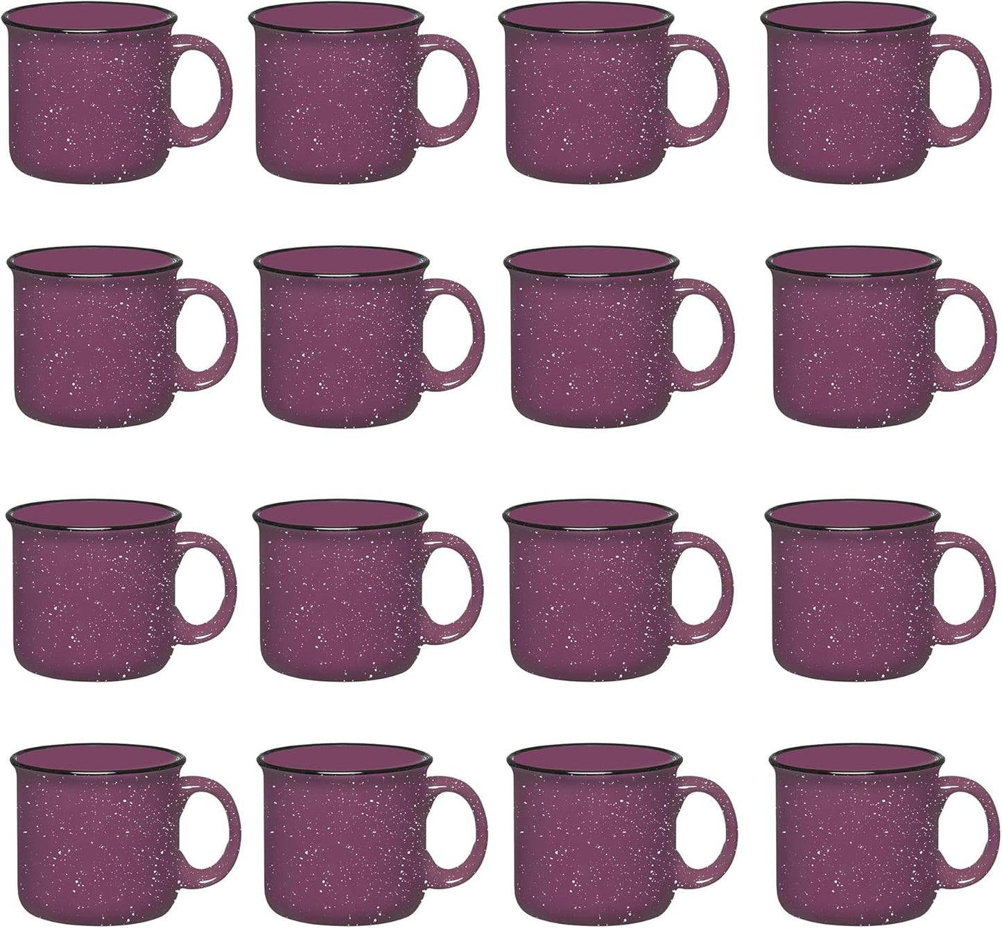 Set of 16 Ceramic Campfire Mugs – 15 Oz, Purple – Coffee & Tea Cups for Home, Work, Travel, Camping – Customizable, Great for DIY, Events, Companies