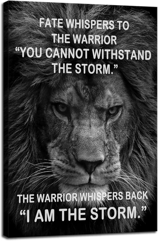I Am The Storm Inspirational Canvas Wall Art Office Decor Motivational Painting Inspiring Entrepreneur Quotes Posters Prints Modern Home Decor Artwork Wooden Framed Ready to Hang[24" W x 36" H]