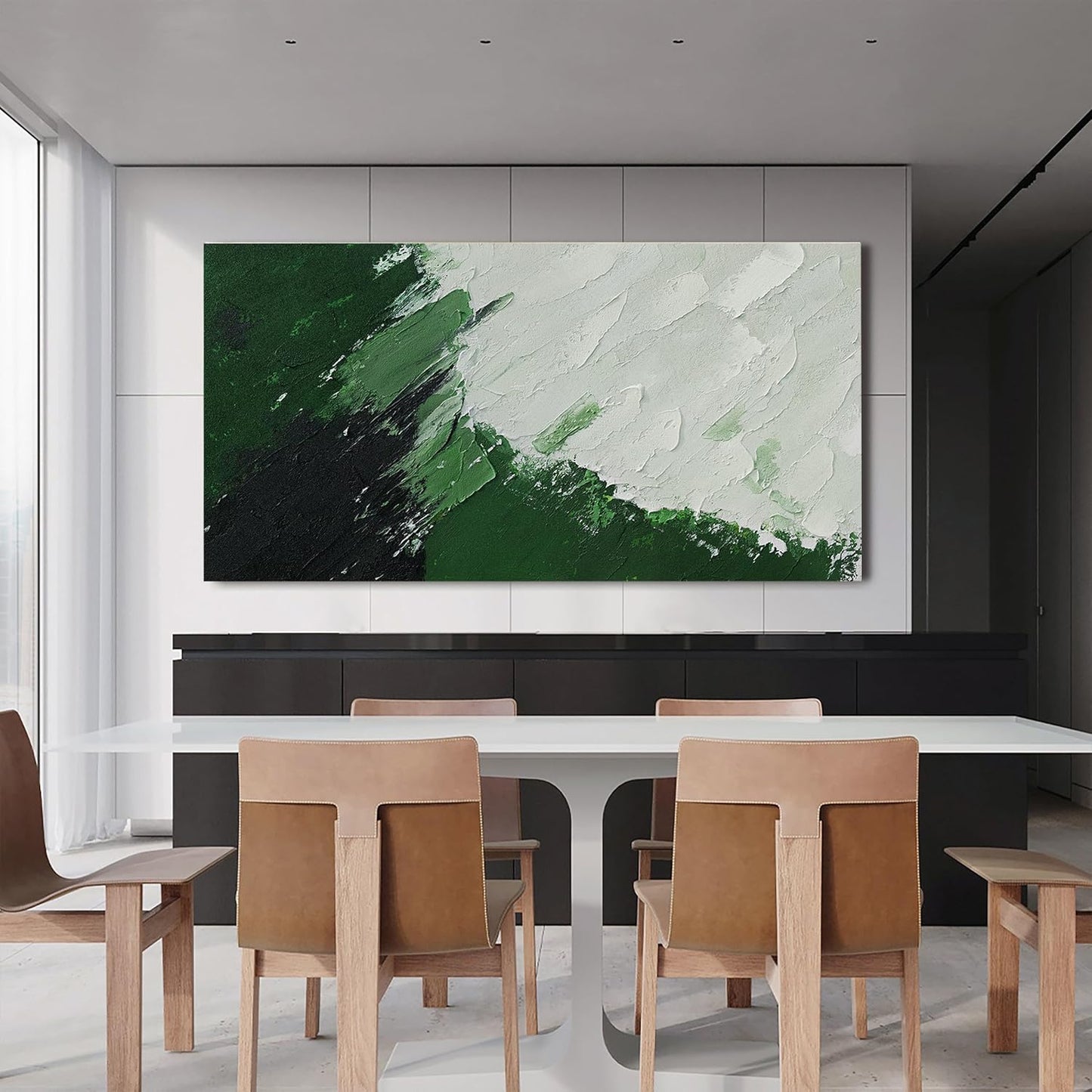 Canvas Wall Art Decor Large Green Abstract Wall Art Prints Wall Art Pictures for Living Room Abstract Canvas Art Wall Decor Modern White Wall Art Large Artwork for Walls Bedroom Office Decor 29"X58"