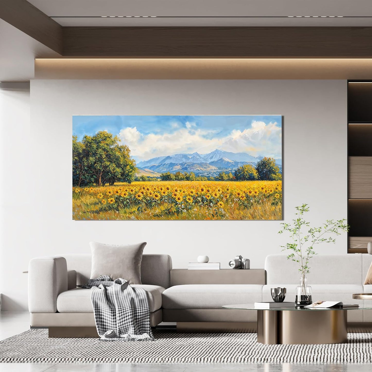 Canvas Wall Art Decor Wall Art Pictures for Living Room Canvas Art Wall Decor Mountain Wildflowers Wall Art Prints Summer Landscape Artwork for Walls Bedroom Home Aesthetic Wall Art Decor 20" X 40"