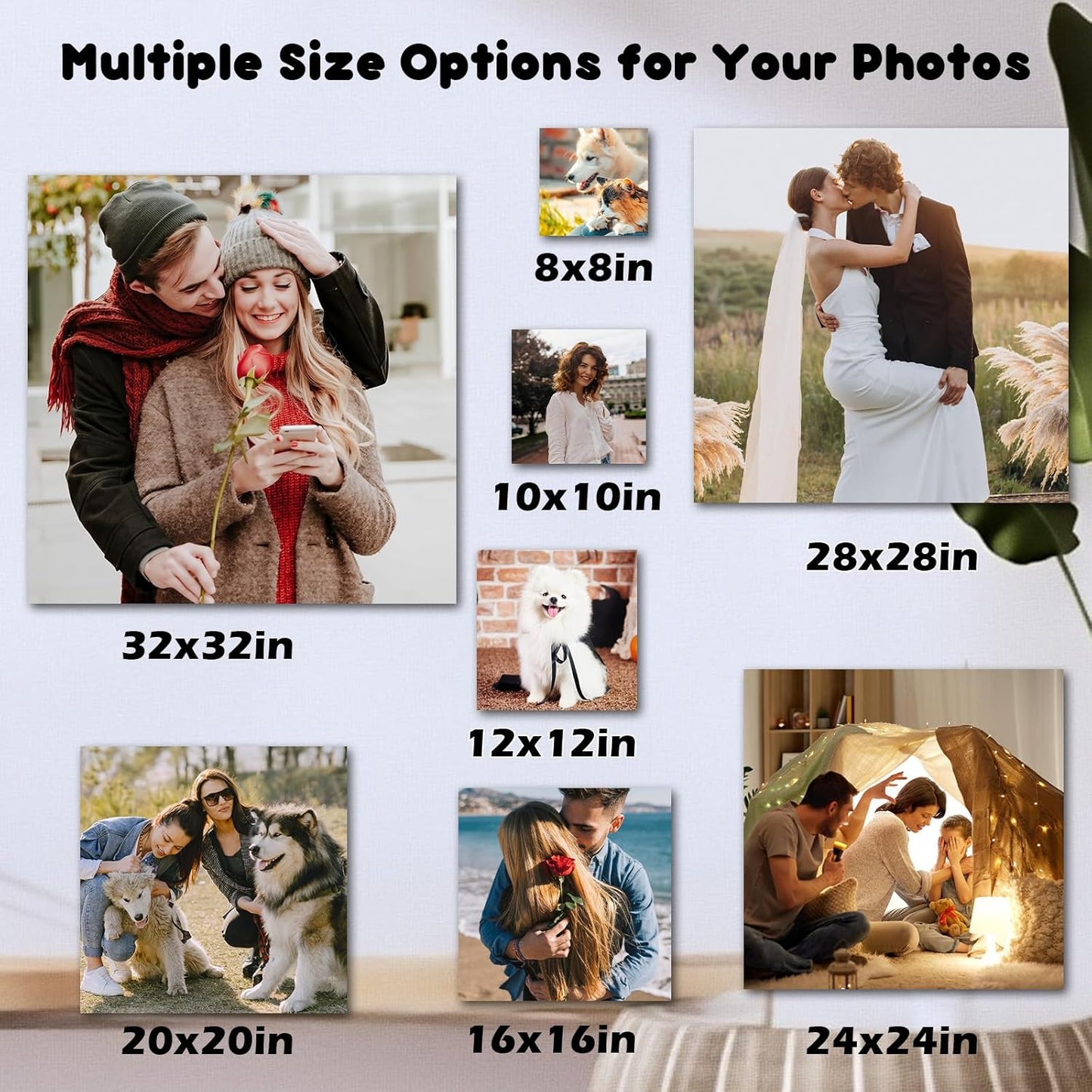 Custom Canvas Prints With Your Photos, Personalized Custom Canvas Wall Art, Customized Wall Art For Bedroom Unique Gift For Christmas Valentine'S Day Wedding Housewarming For Mom Women And Men 8×8