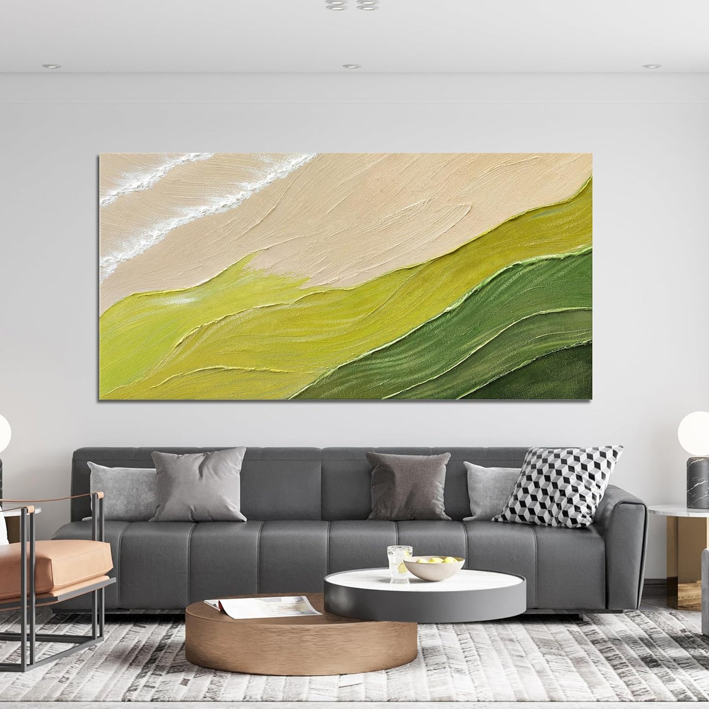 AIXMGSJS Abstract Wall Art Decor Abstract Canvas Art Wall Decor Modern Green Wall Art Prints Large Minimalist Wall Art Pictures for Living Room Large Artwork for Walls Bederoom Office Decor 29" X 58"