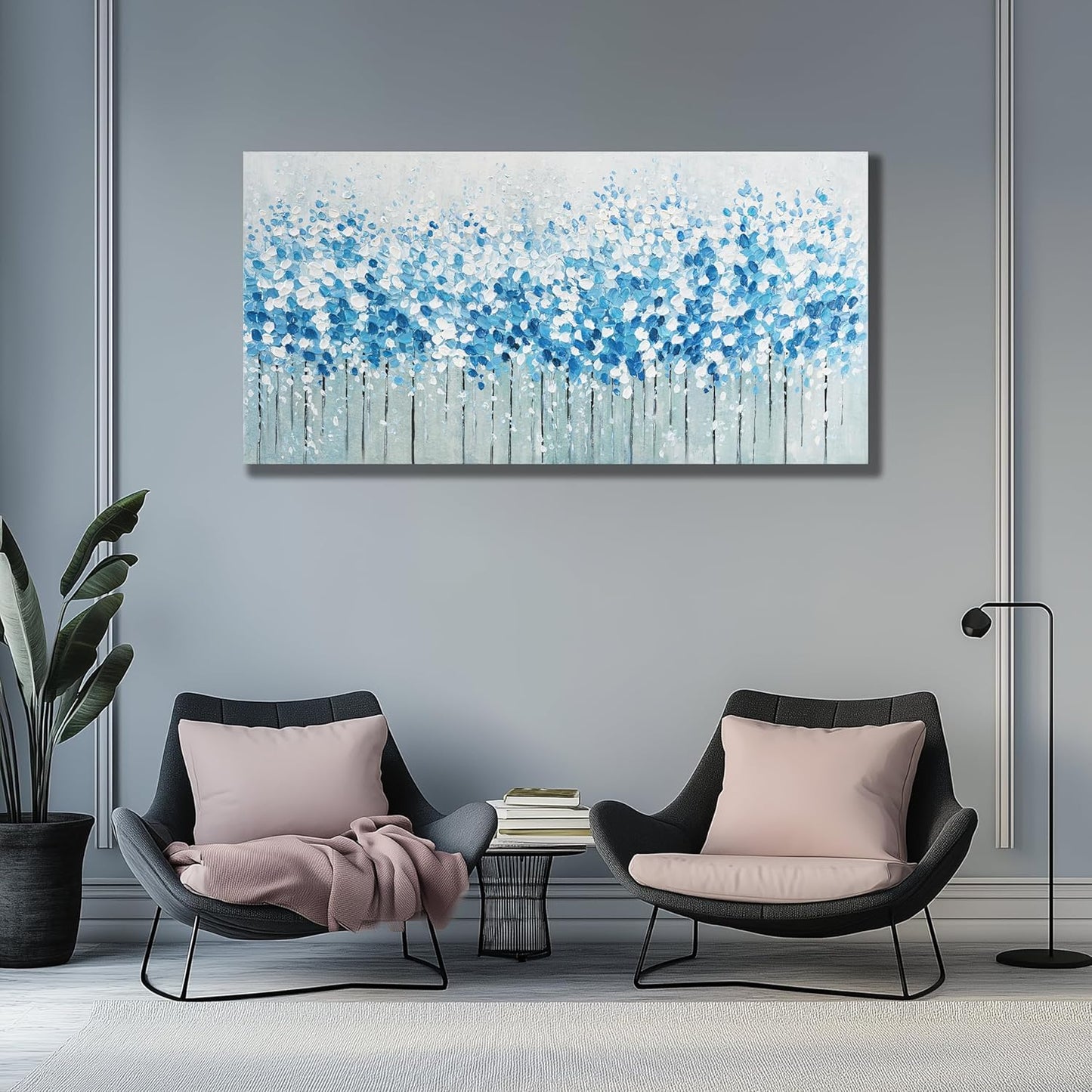Belmrxne Large Abstract Wall Art Blue and White Wall Decor Maximalist Artwork Modern Aesthetic Canvas Painting for Living Room Bedroom Dining Room Office Home Decor 30x60 inch