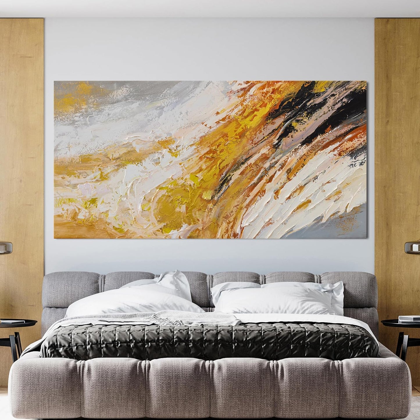 Canvas Wall Art Decor Wall Art Pictures for Living Room Modern Large Wall Art Canvas Art Wall Decor Black and White Abstract Wall Art Prints Large Gold Artwork for Walls Home Office Decor 29" X 58"