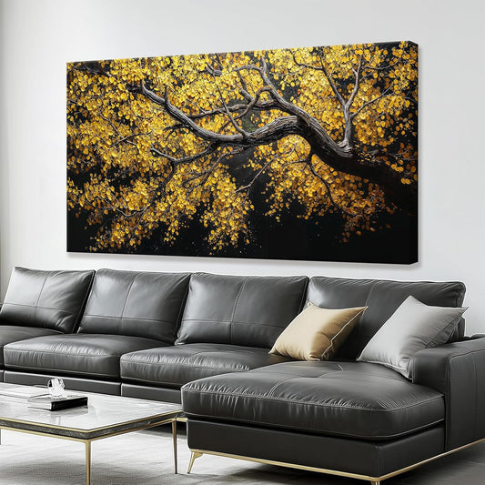Modern Wall Art Nature Canvas Art Wall Decor Abstract Wall Decor Prints Painting Gold Tree Botanical Abstract Wall Art Picture For Bedroom Living Room Dining Room Home Office Artwork 24"×48"