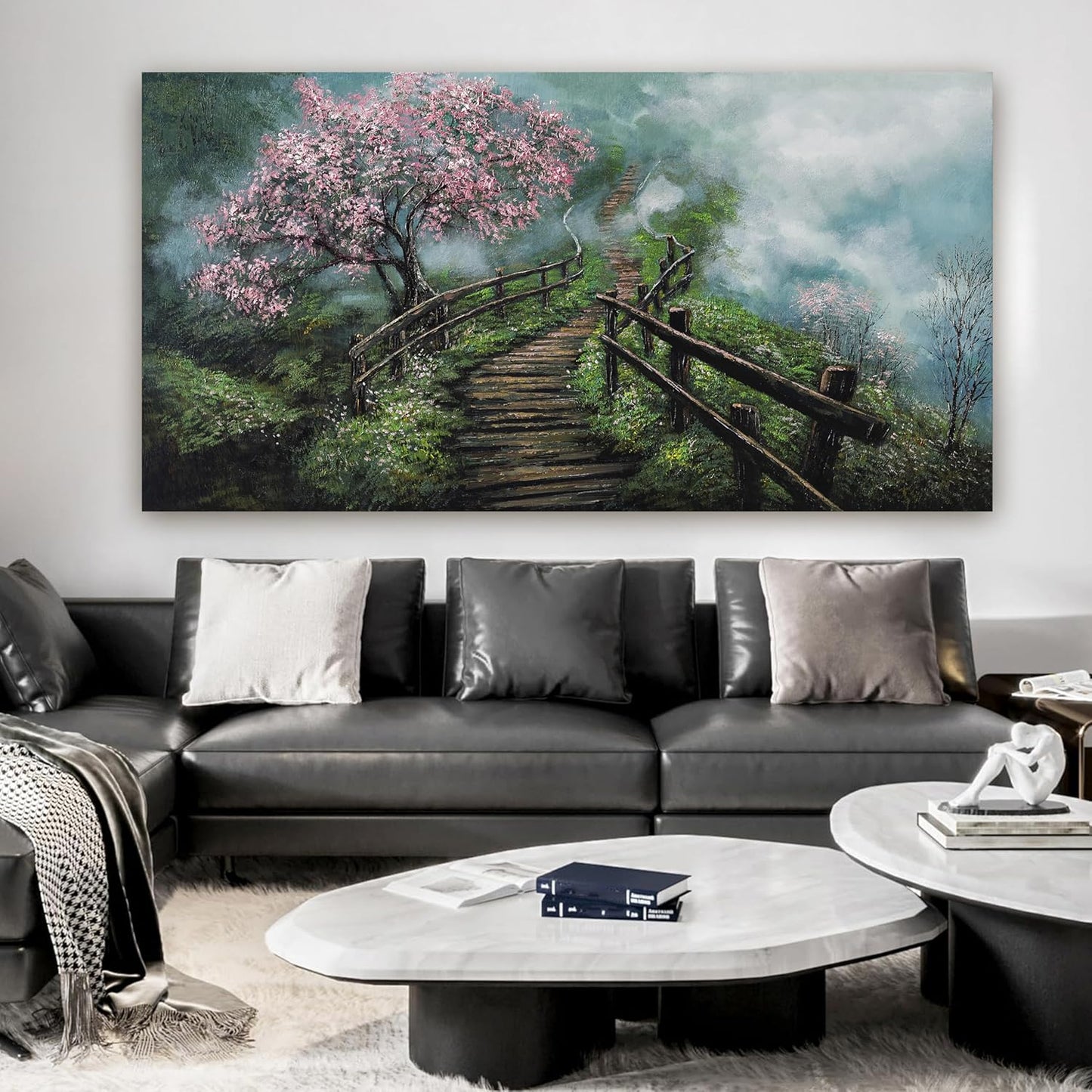 Dimpaga Canvas Wall Art Decor Large Wall Art Pictures for Living Room Tree of Life Wall Art Prints Foggy Trail Wall Art Decor Large Artwork for Walls for Room Home Office Wall Decor 29" X 58"