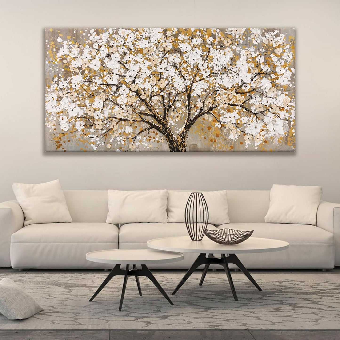 Large Wall Art For Living Room Gold Abstract Tree Of Life Modern Artwork Canvas Art Wall Decor Painting Tree Pictures Home Wall Decor Ready To Hang For Bedroom Decor 29"X58"