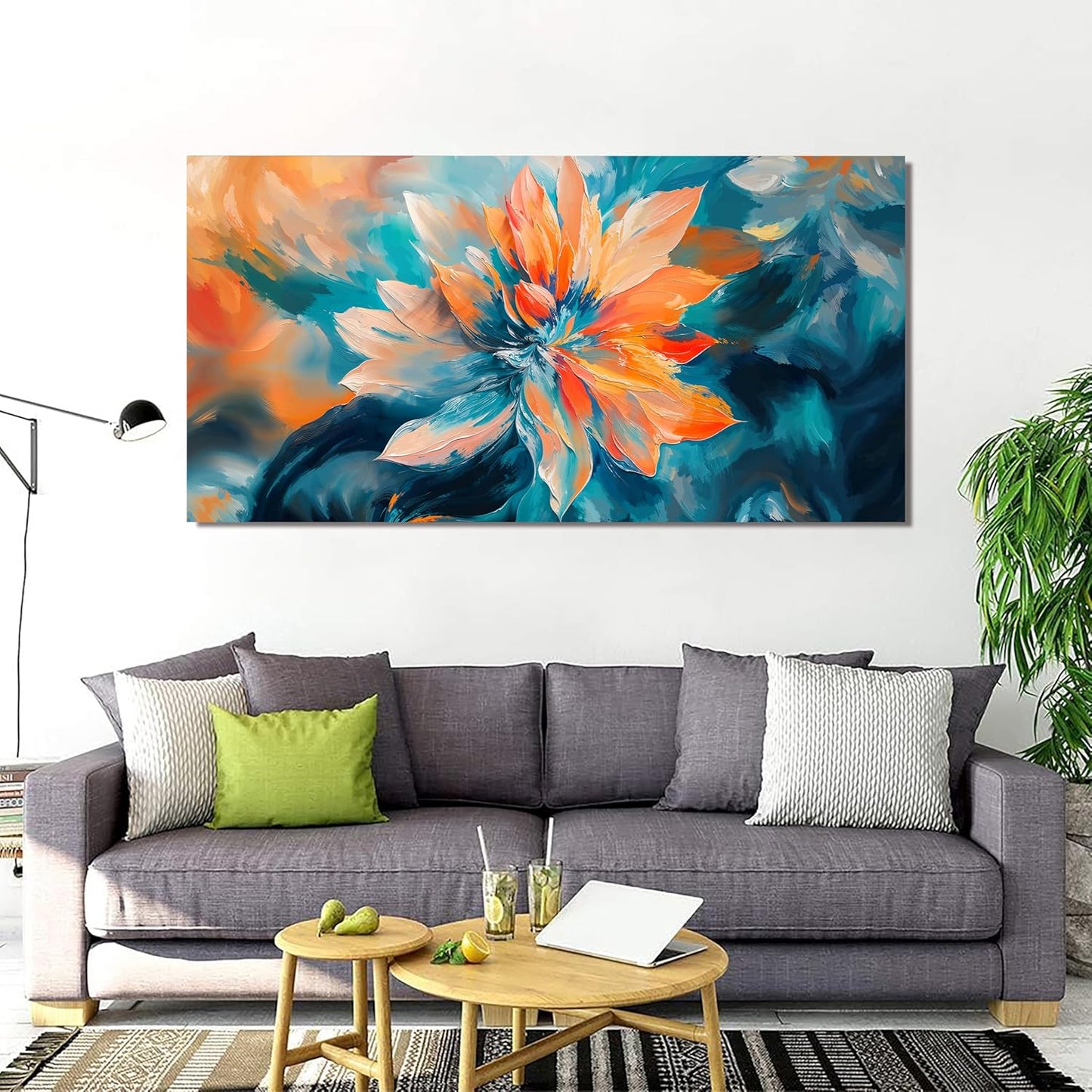 Canvas Wall Art Decor Large Wall Art Pictures for Living Room Artwork for Walls Oversized Colorful Flowers Wall Art Decorations Canvas Art Wall Decor Bedroom Home Aesthetic Wall Decor 29" X 58"