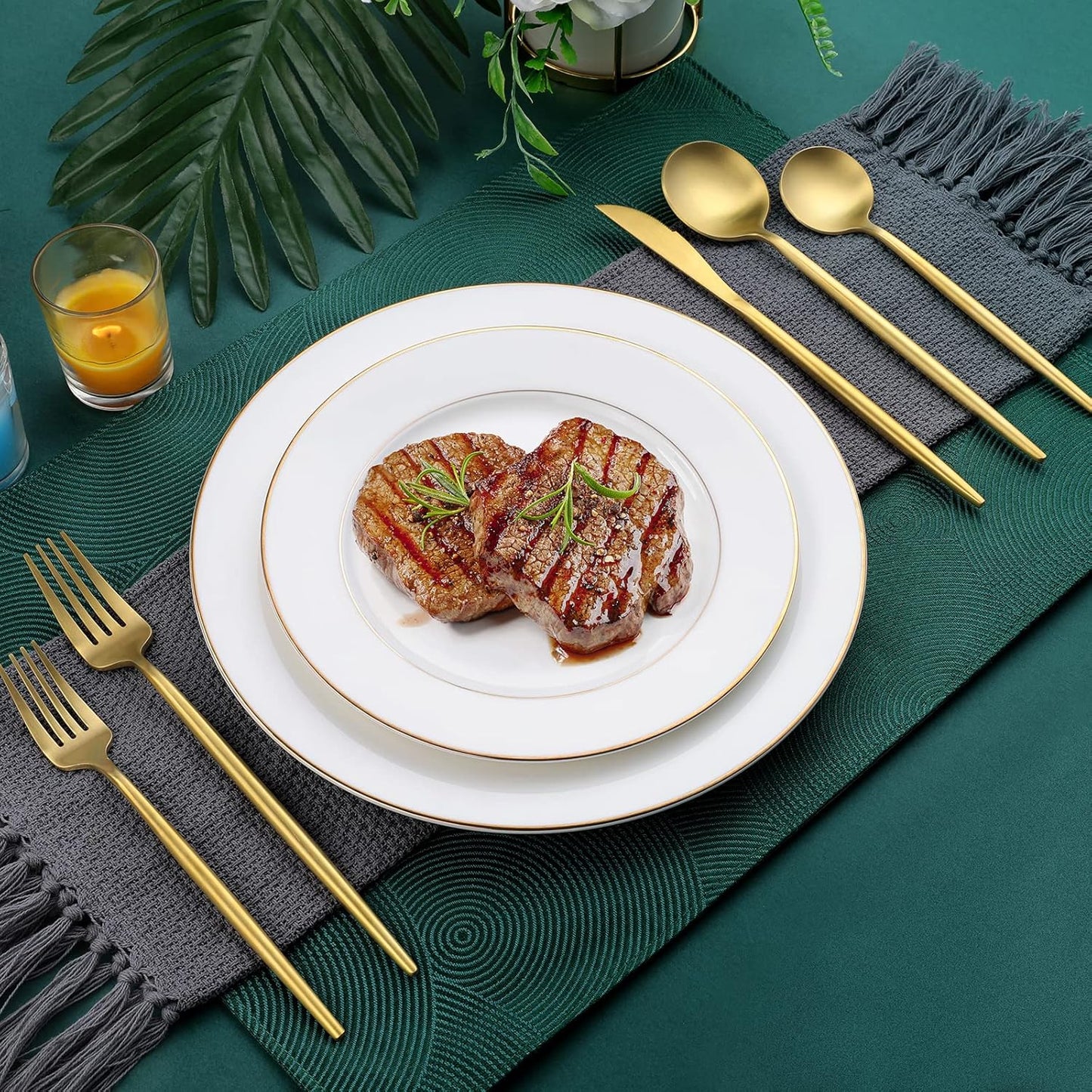 Matte Gold Silverware Set, OGORI 30-Piece Food Grade Stainless Steel Gold Flatware Set, Kitchen Utensil Set Service for 6, Tableware Cutlery Set for Home and Restaurant, Dishwasher Safe