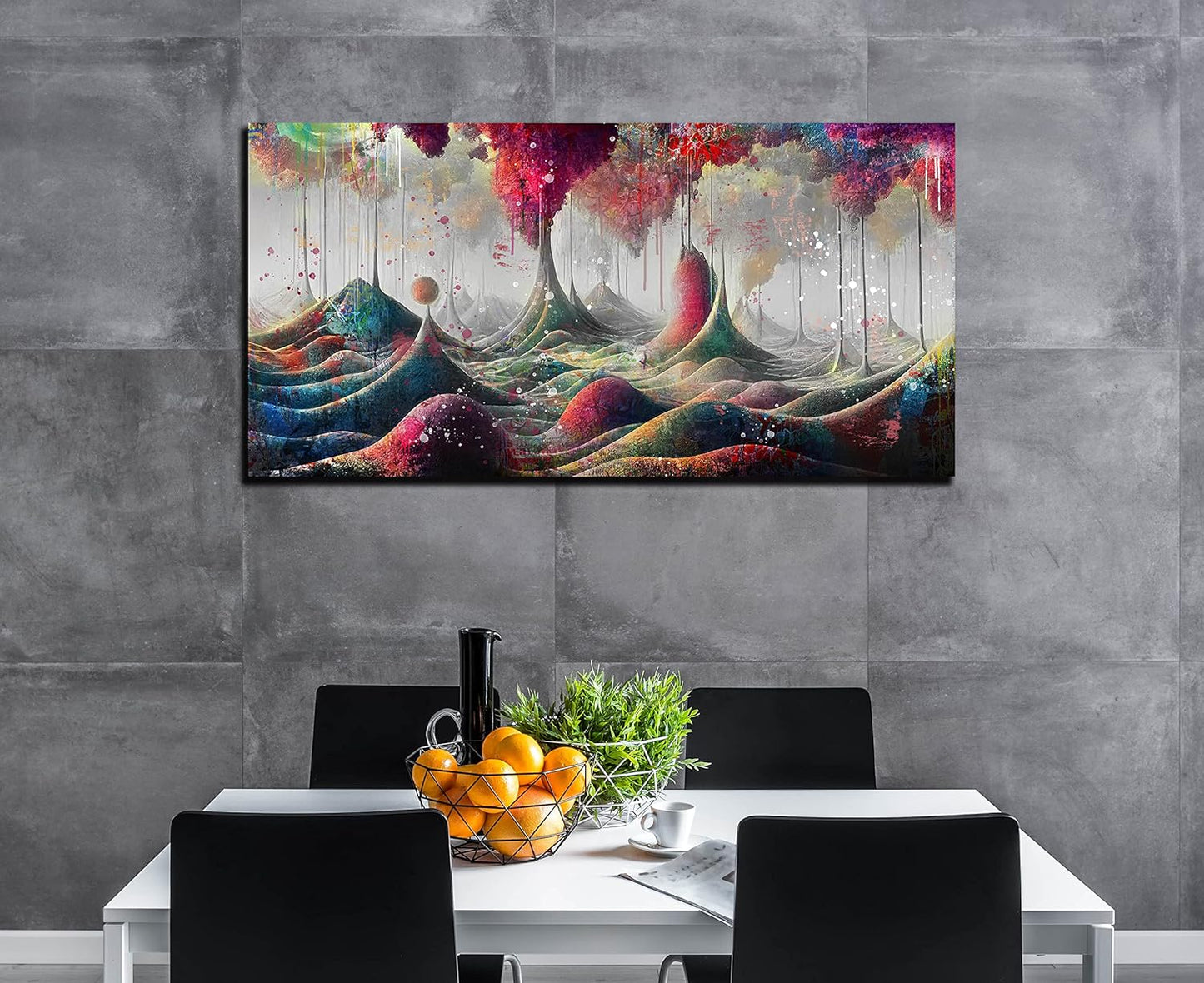 JKWALL77 Mountain Wall-Decor - Graffiti Poster Wall Art - Abstract Canvas Wall Art For Living Room Ready To Hang Size 40" x 20"