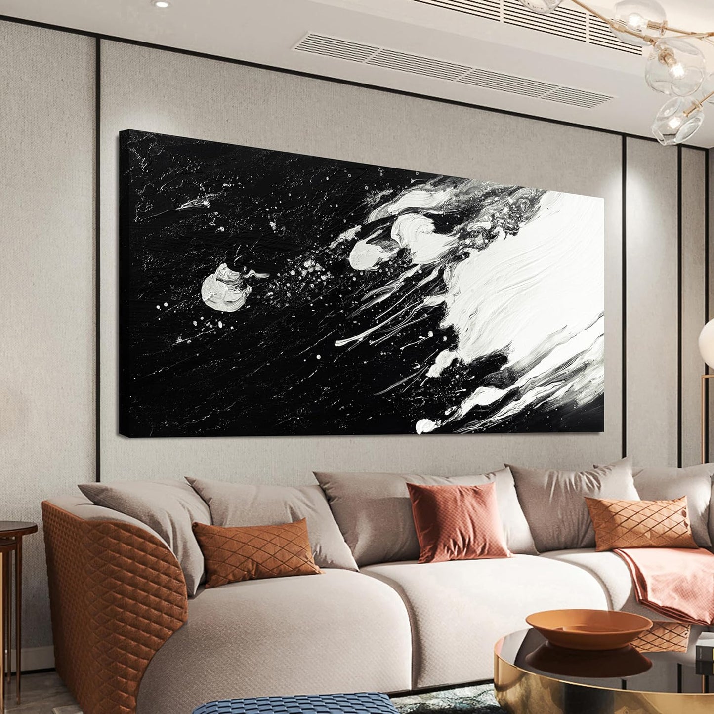 Abstract Wall Art Decor Modern Black and White Wall Art Prints Canvas Wall Art for Living Room Abstract Black Art Abstract Canvas Art Wall Decor Artwork for Walls Bedroom Kitchen Wall Decor 24" X 48"